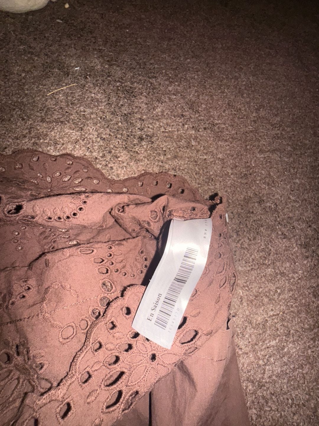 En Saison Midi Dress Size M Brown Eyelet Trim Cami Fit And Flare 5