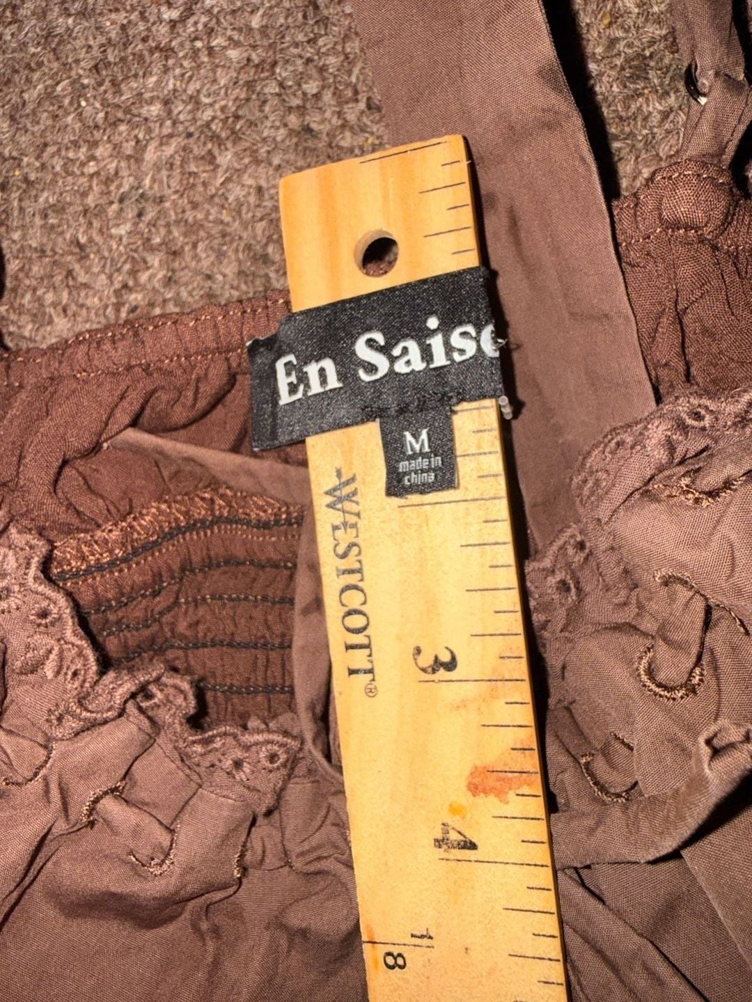 En Saison Midi Dress Size M Brown Eyelet Trim Cami Fit And Flare 6