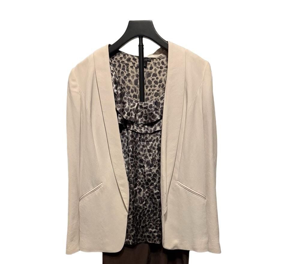 Classiques Entier Open Front Blazer Size M Ivory Triacetate Jacket 2
