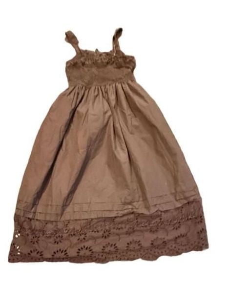En Saison Midi Dress Size M Brown Eyelet Trim Cami Fit And Flare 7