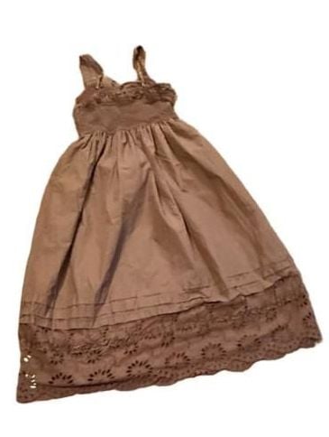 En Saison Midi Dress Size M Brown Eyelet Trim Cami Fit And Flare 8