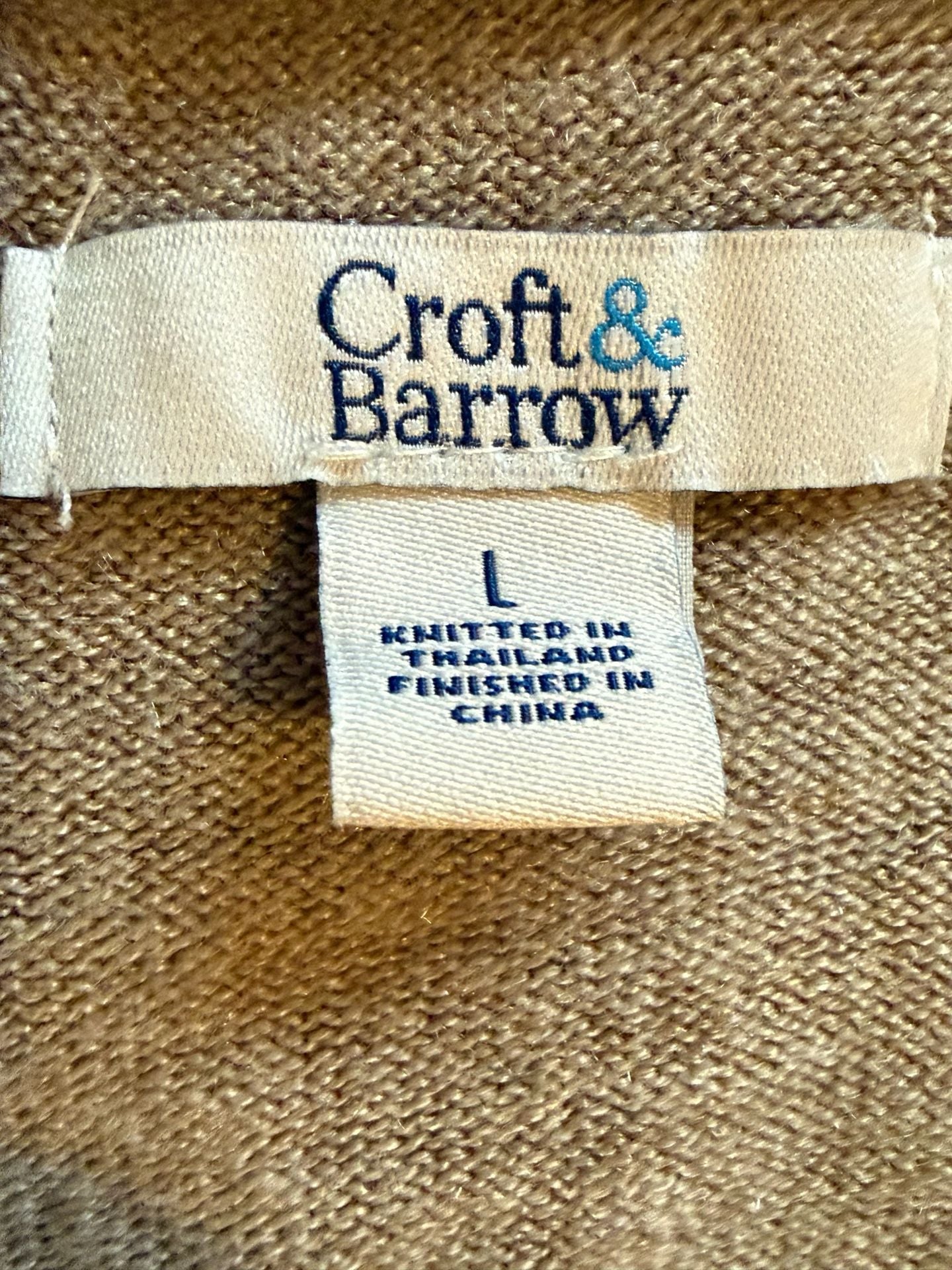 Croft & Barrow Cardigan Sweater Size L Tan Acrylic V-Neck 4