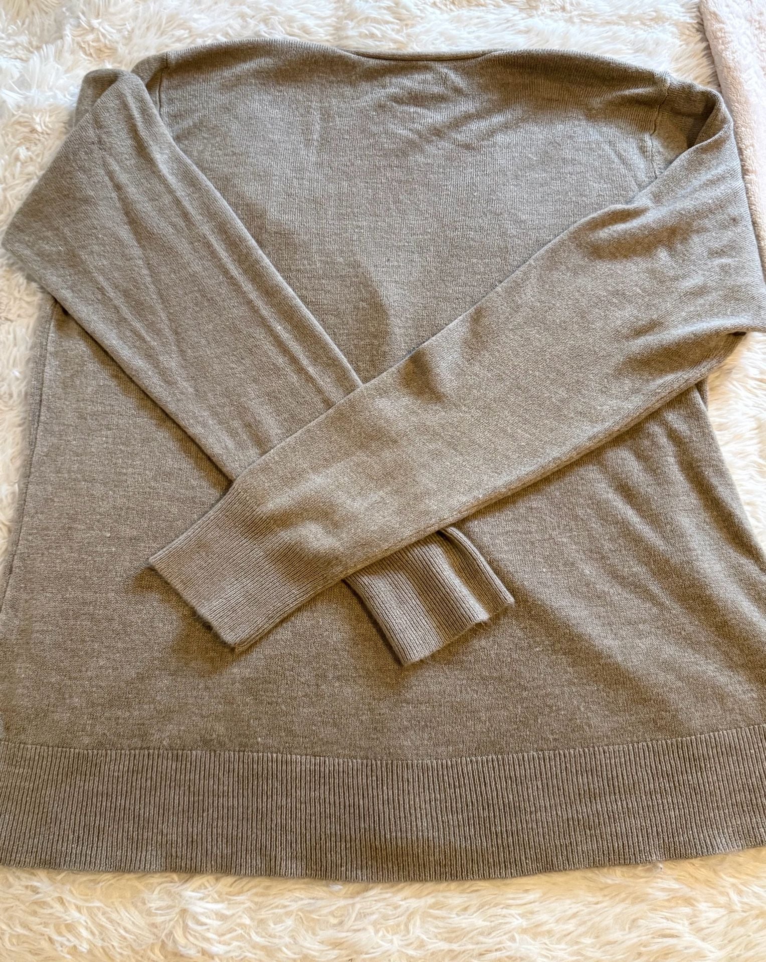 Croft & Barrow Cardigan Sweater Size L Tan Acrylic V-Neck 6