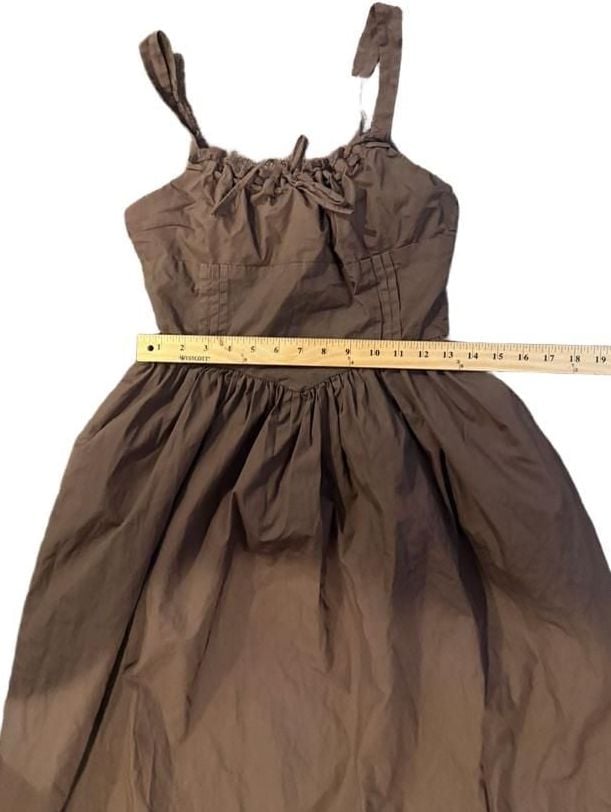 En Saison Midi Dress Size M Brown Eyelet Trim Cami Fit And Flare 11