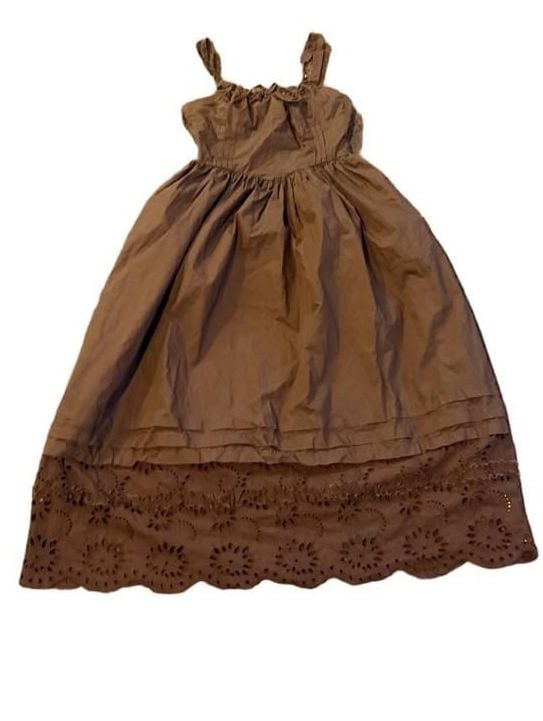 En Saison Midi Dress Size M Brown Eyelet Trim Cami Fit And Flare 13