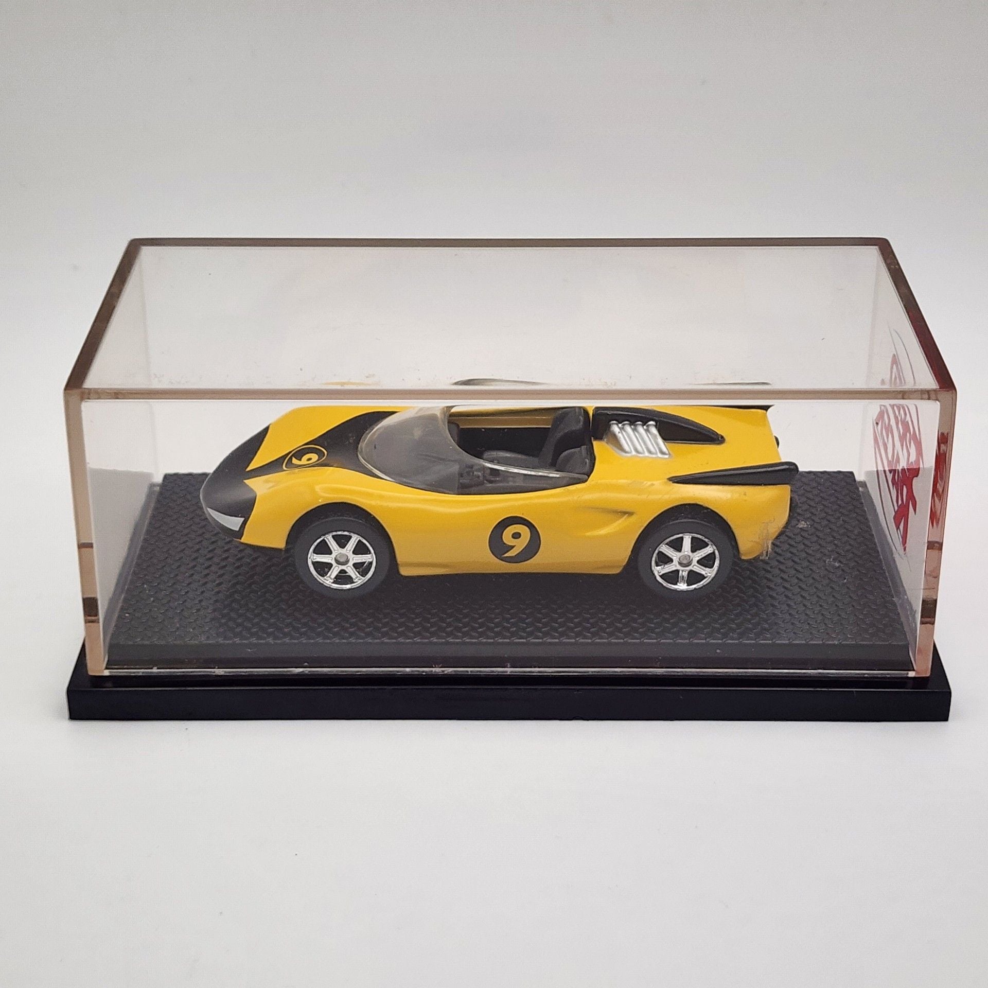 Speed Racer Diecast Model Car #9 Yellow In Display Case 1