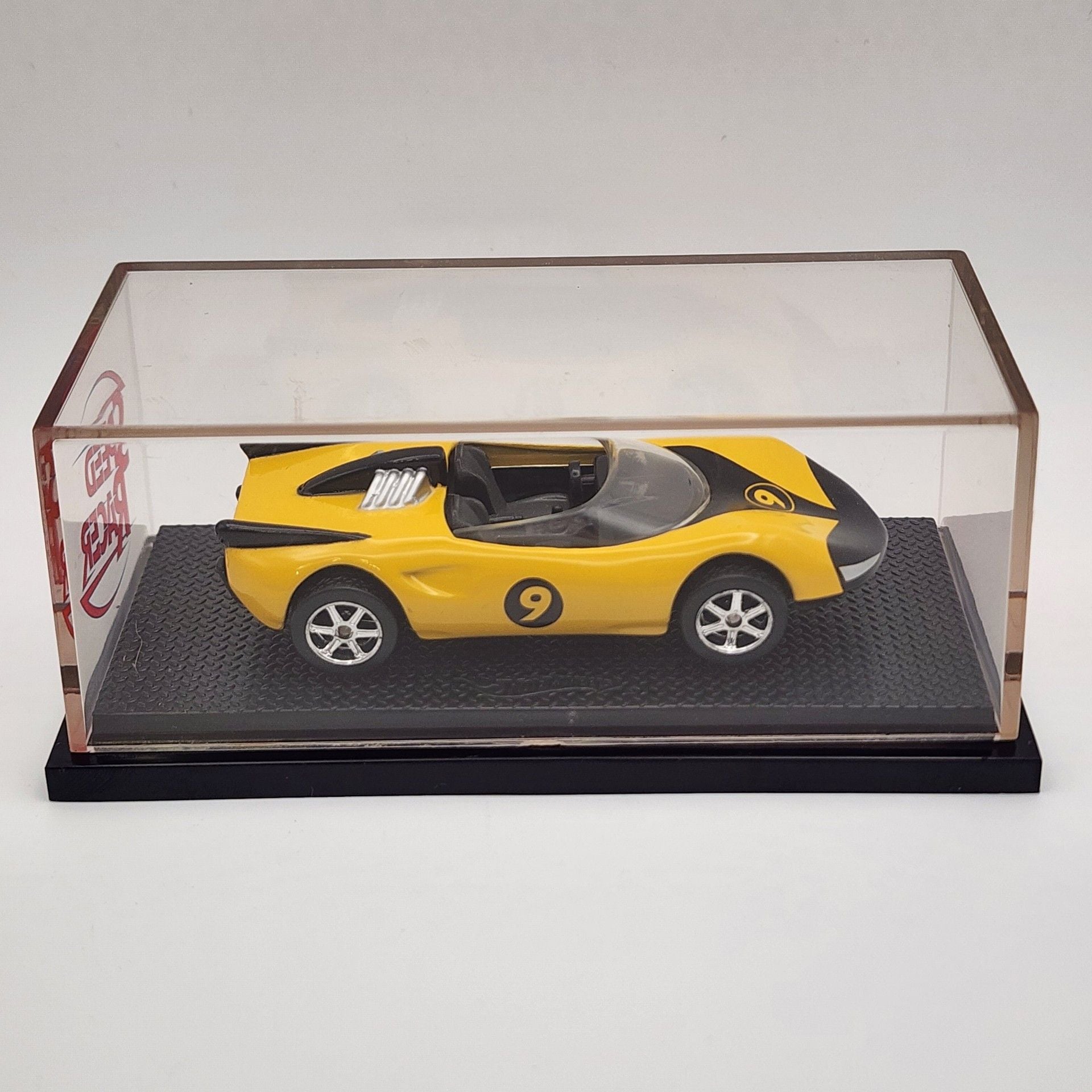 Speed Racer Diecast Model Car #9 Yellow In Display Case 3