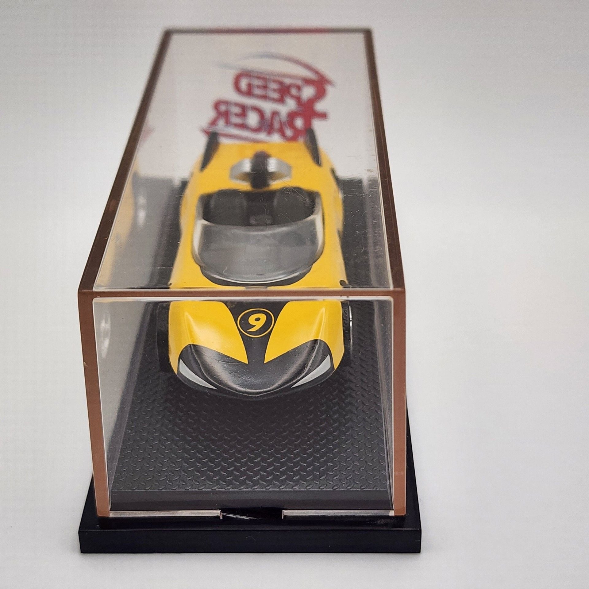 Speed Racer Diecast Model Car #9 Yellow In Display Case 4