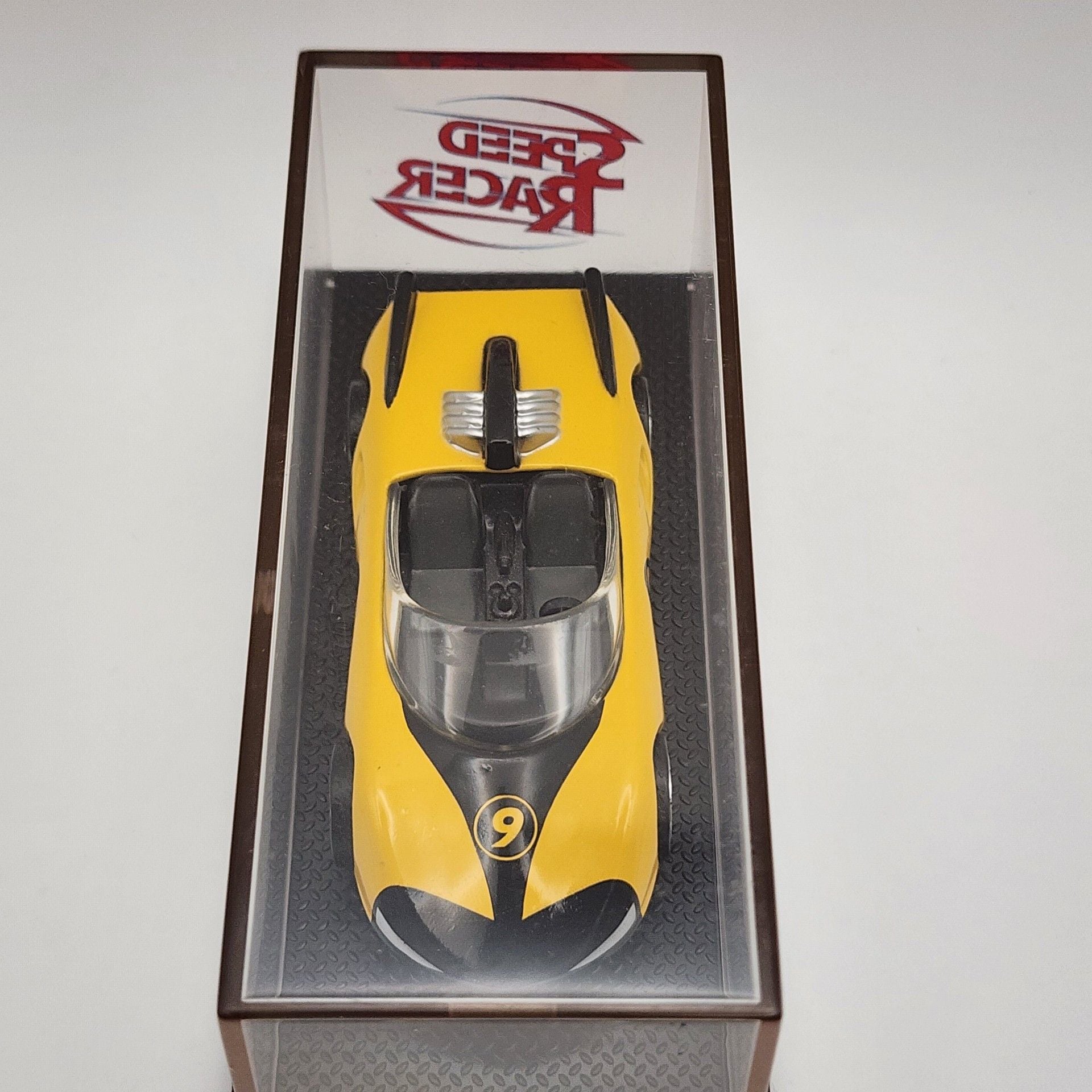 Speed Racer Diecast Model Car #9 Yellow In Display Case 5