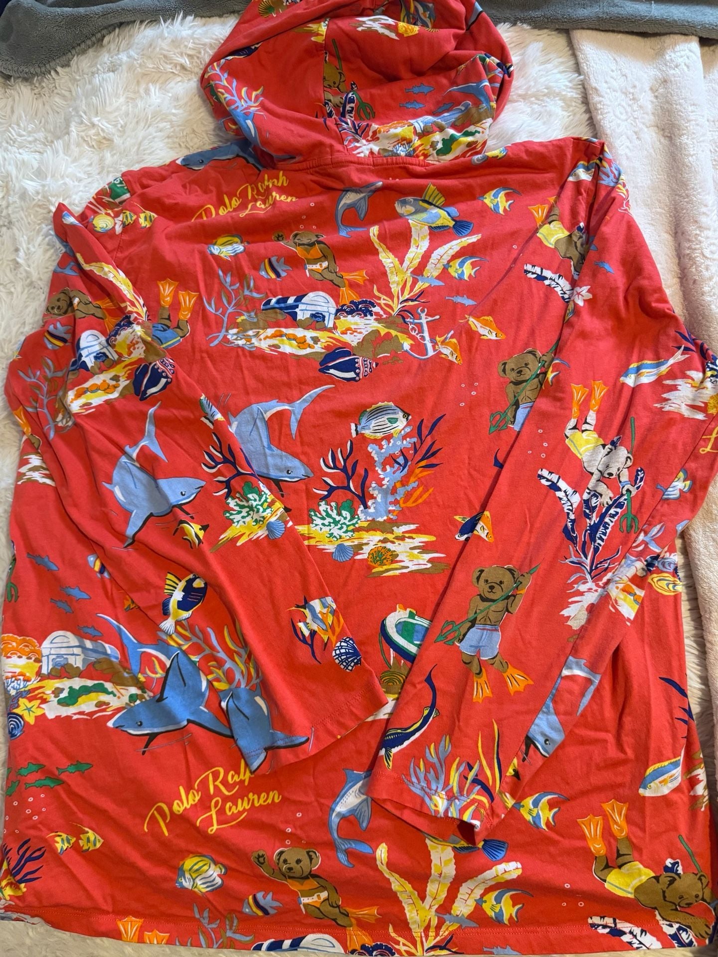 POLO RALPH LAUREN Men's Polo Bear Jersey Hooded Long-Sleeve Hooded sz xxl 10