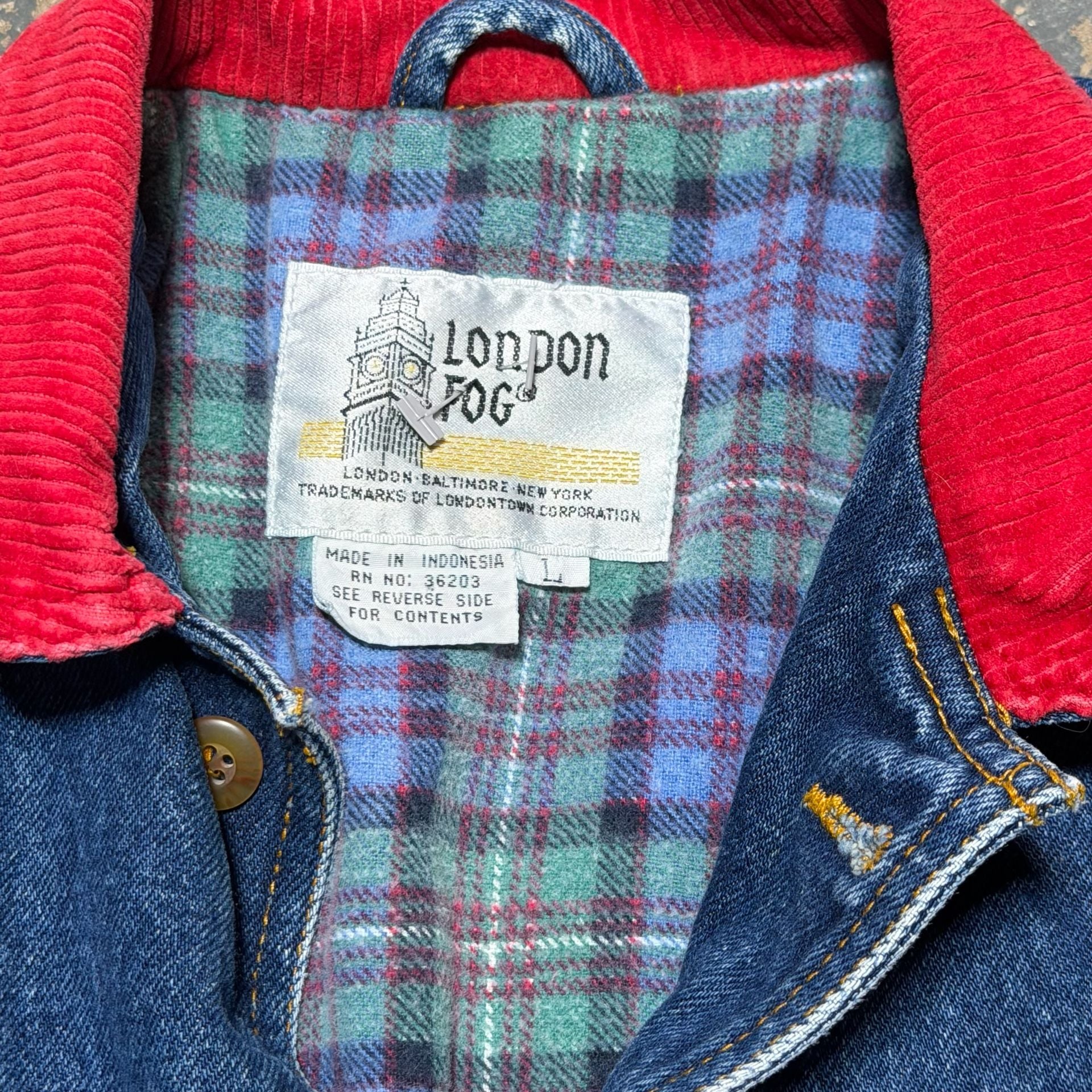 Vintage London Fog Denim Coat, Pink Collar, Youth 3