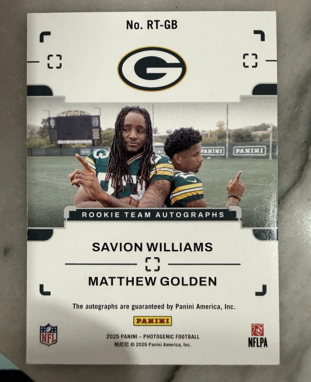 Panini Photogenic Savion Williams Matthew Golden Rookie Team Autographs Card 3