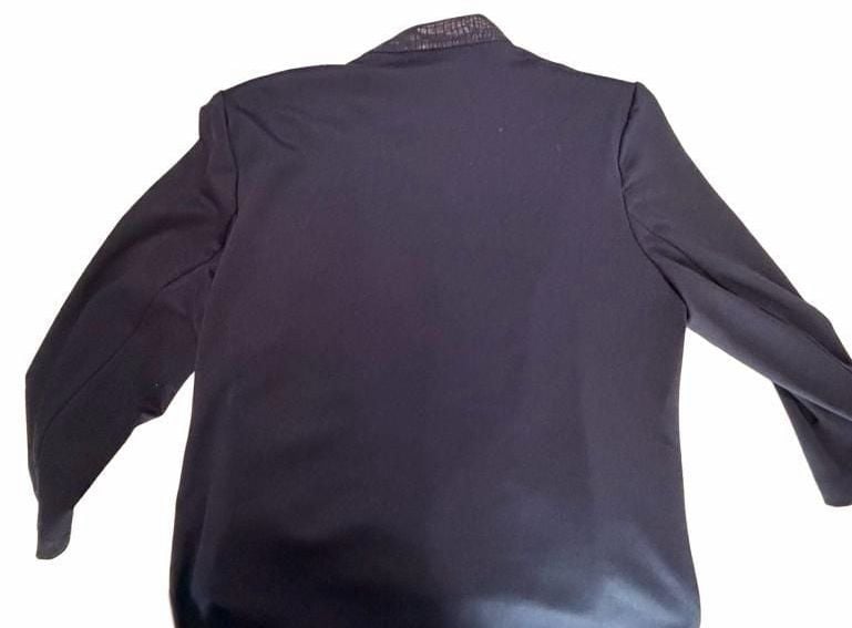 BonWorth Jacket Size XS Navy Metallic Faux Snake Texture Open Front 5