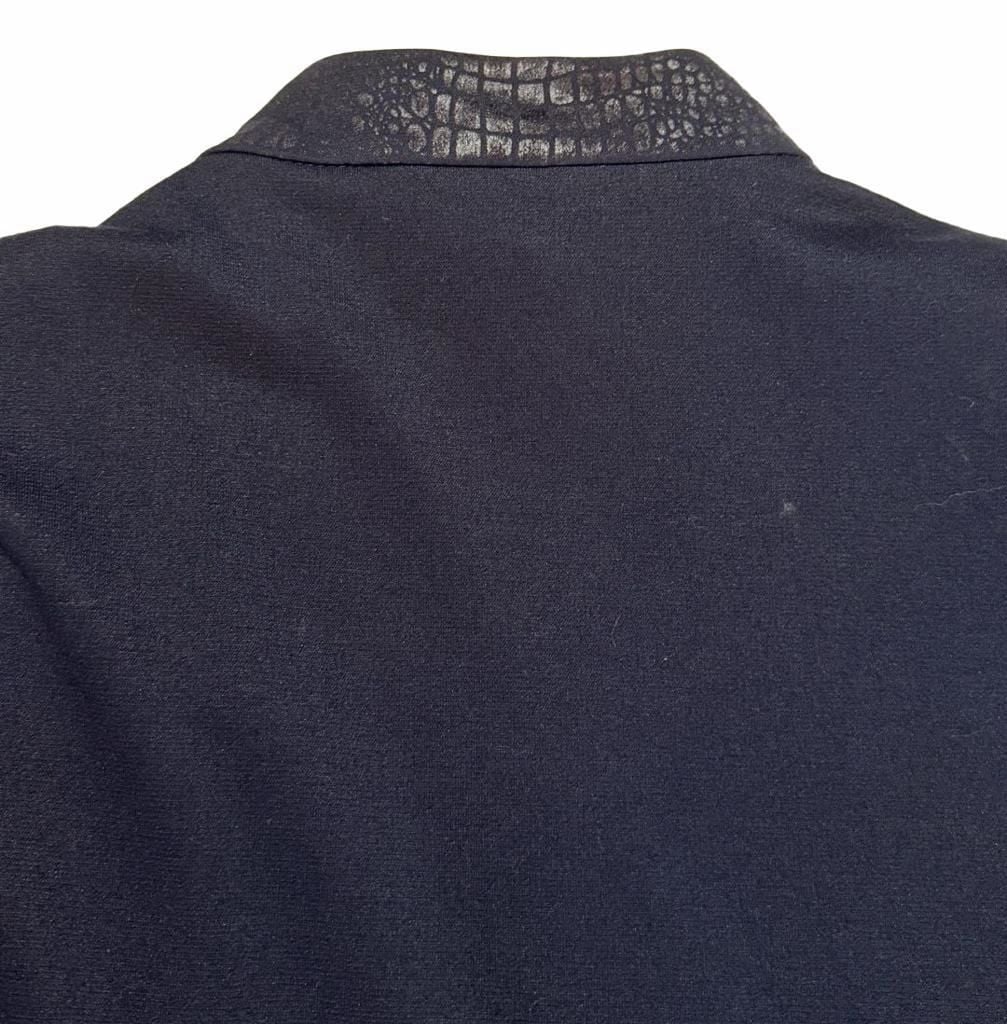 BonWorth Jacket Size XS Navy Metallic Faux Snake Texture Open Front 6