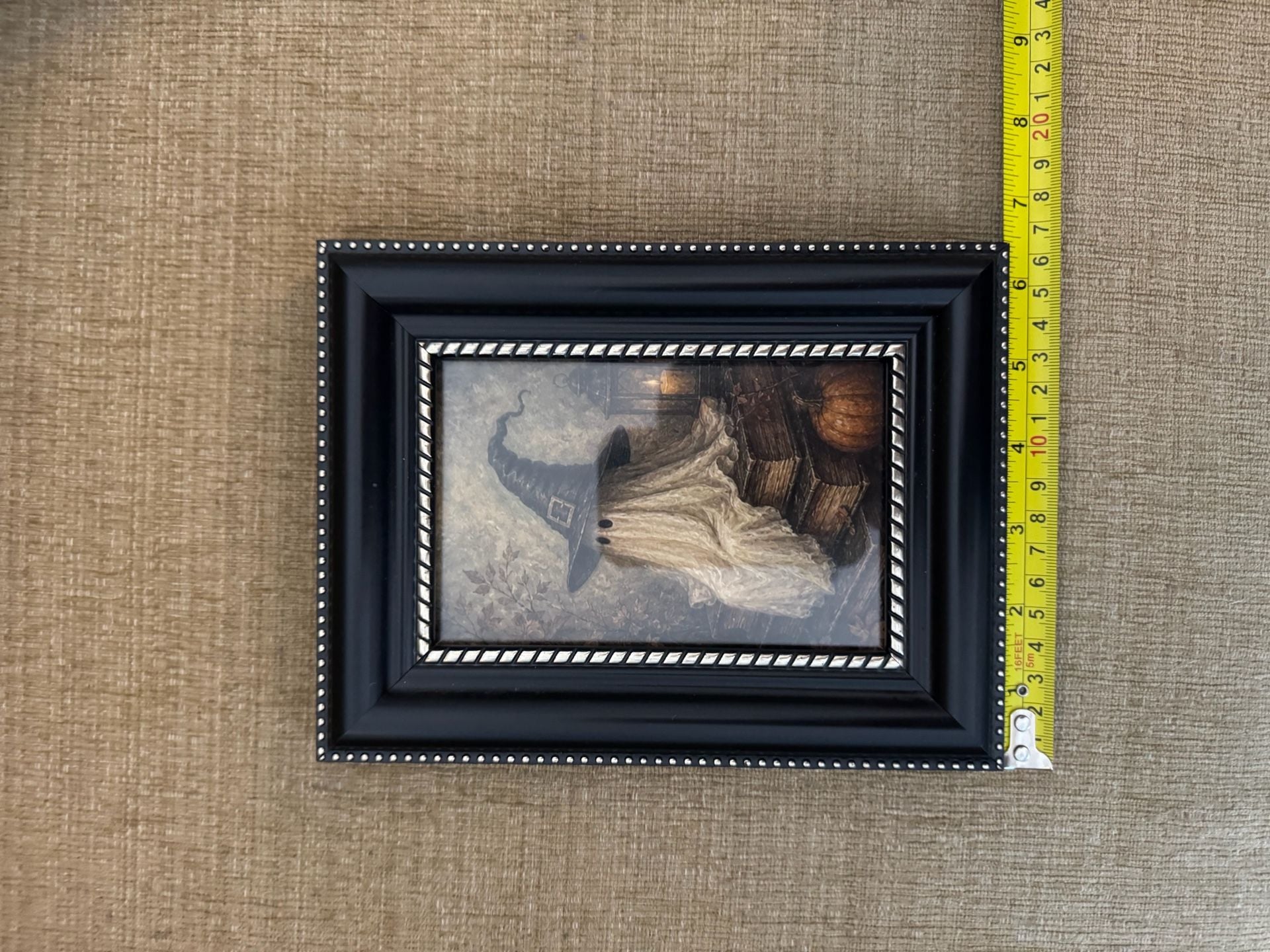 Framed Halloween Ghost With Witch Hat Art 2