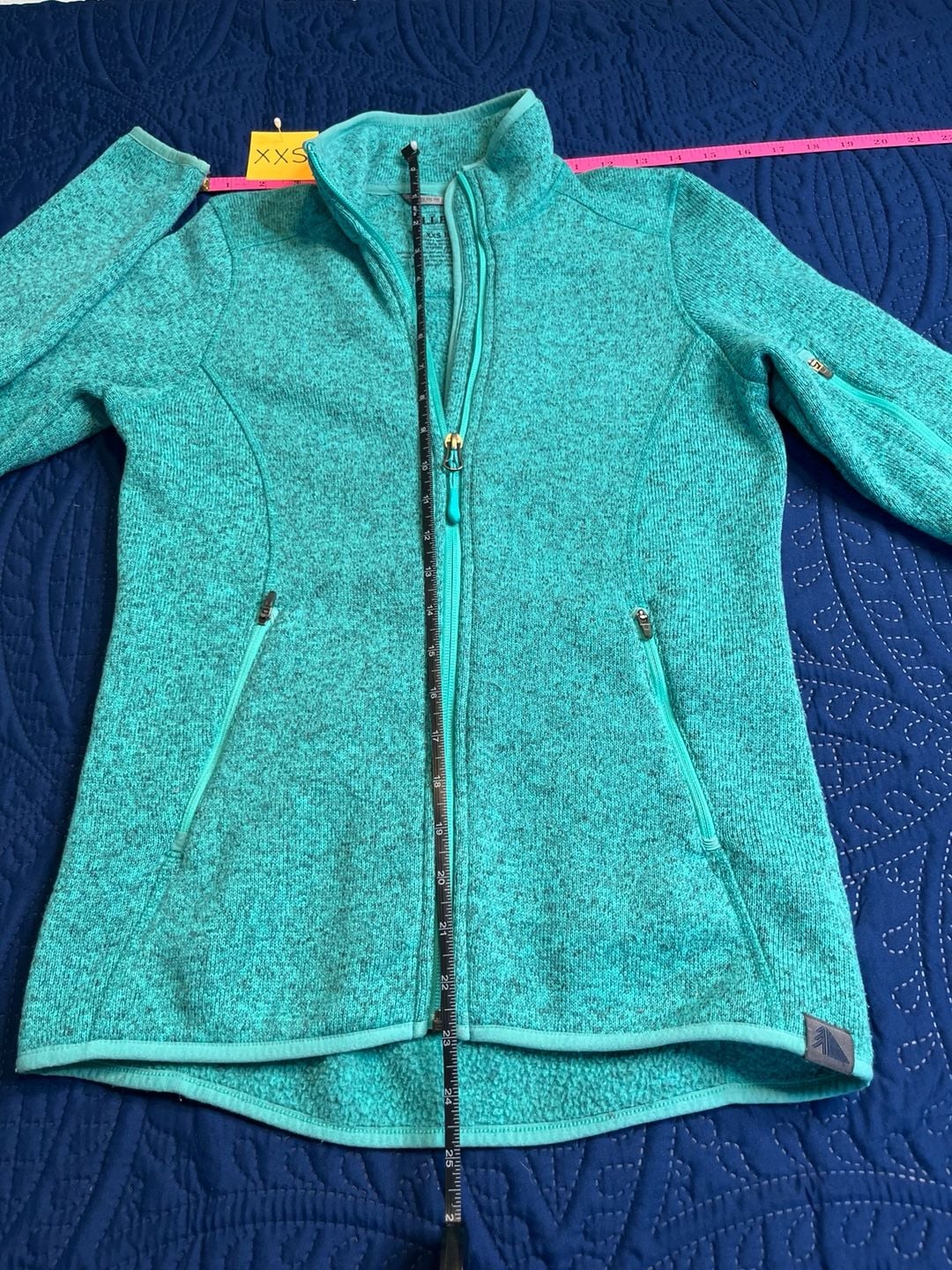 L.L.Bean Sweater Fleece Full Zip Jacket Teal Heather Outdoor Hiking Zip Pockets 4