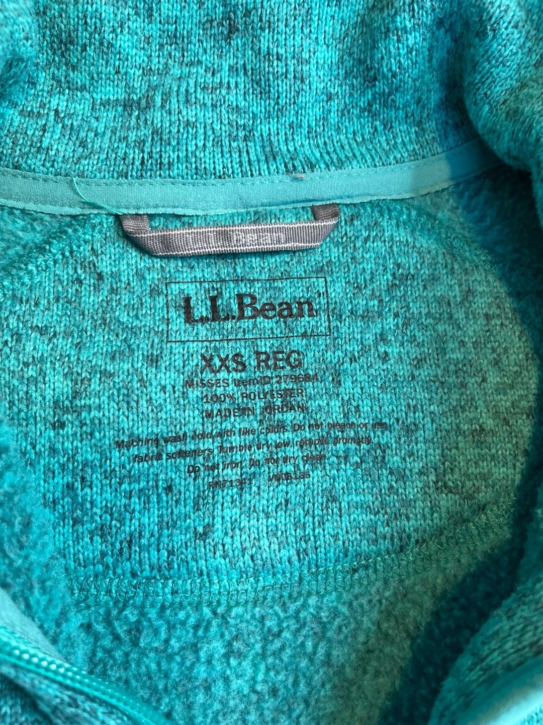 L.L.Bean Sweater Fleece Full Zip Jacket Teal Heather Outdoor Hiking Zip Pockets 6