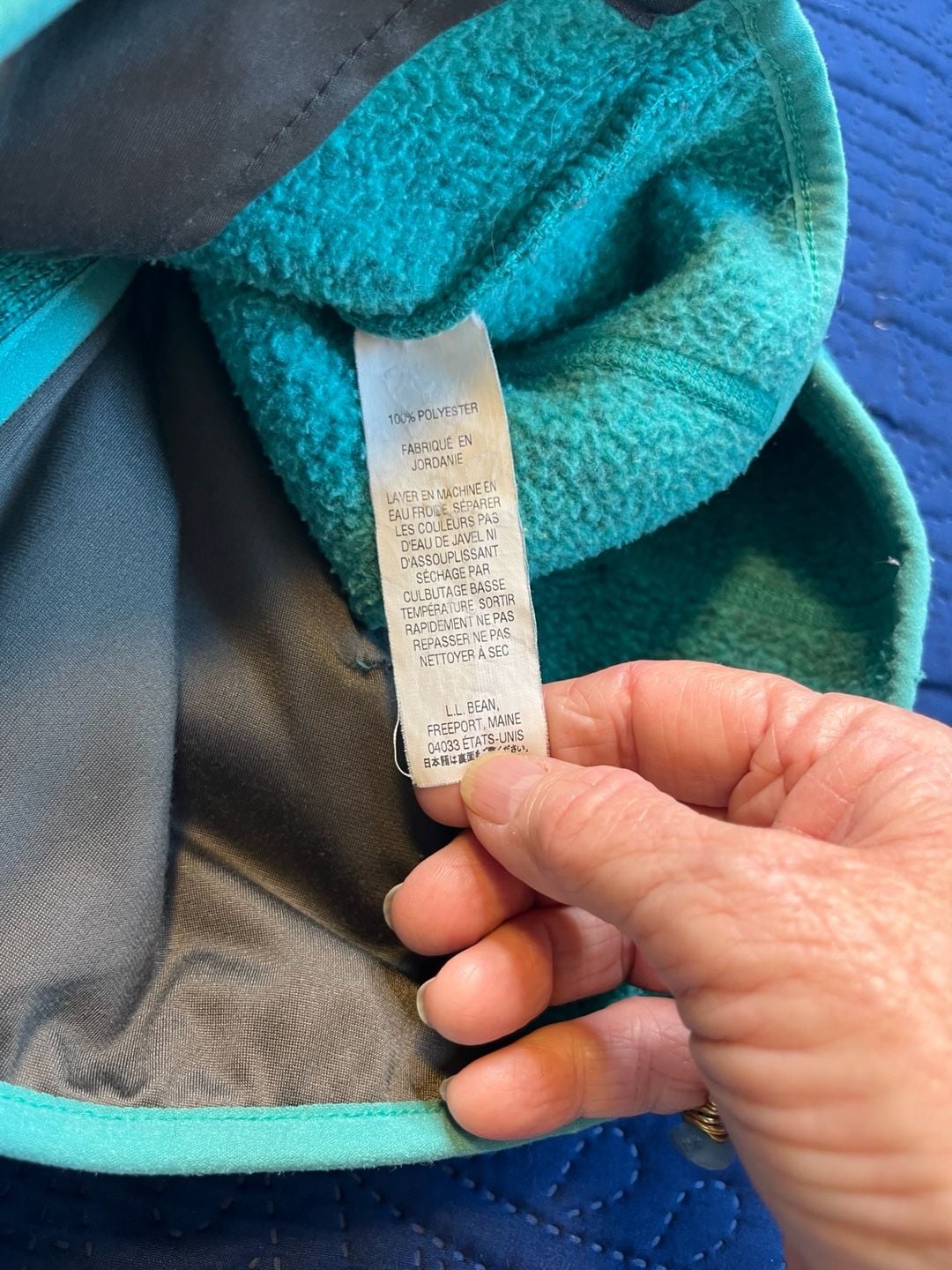 L.L.Bean Sweater Fleece Full Zip Jacket Teal Heather Outdoor Hiking Zip Pockets 9