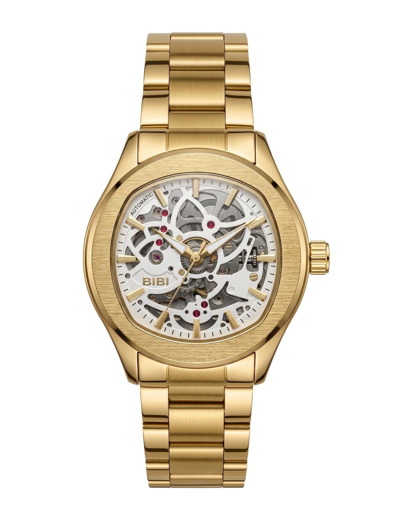 Bibi Automatic Gold Tone Skeleton Watch With Box 2