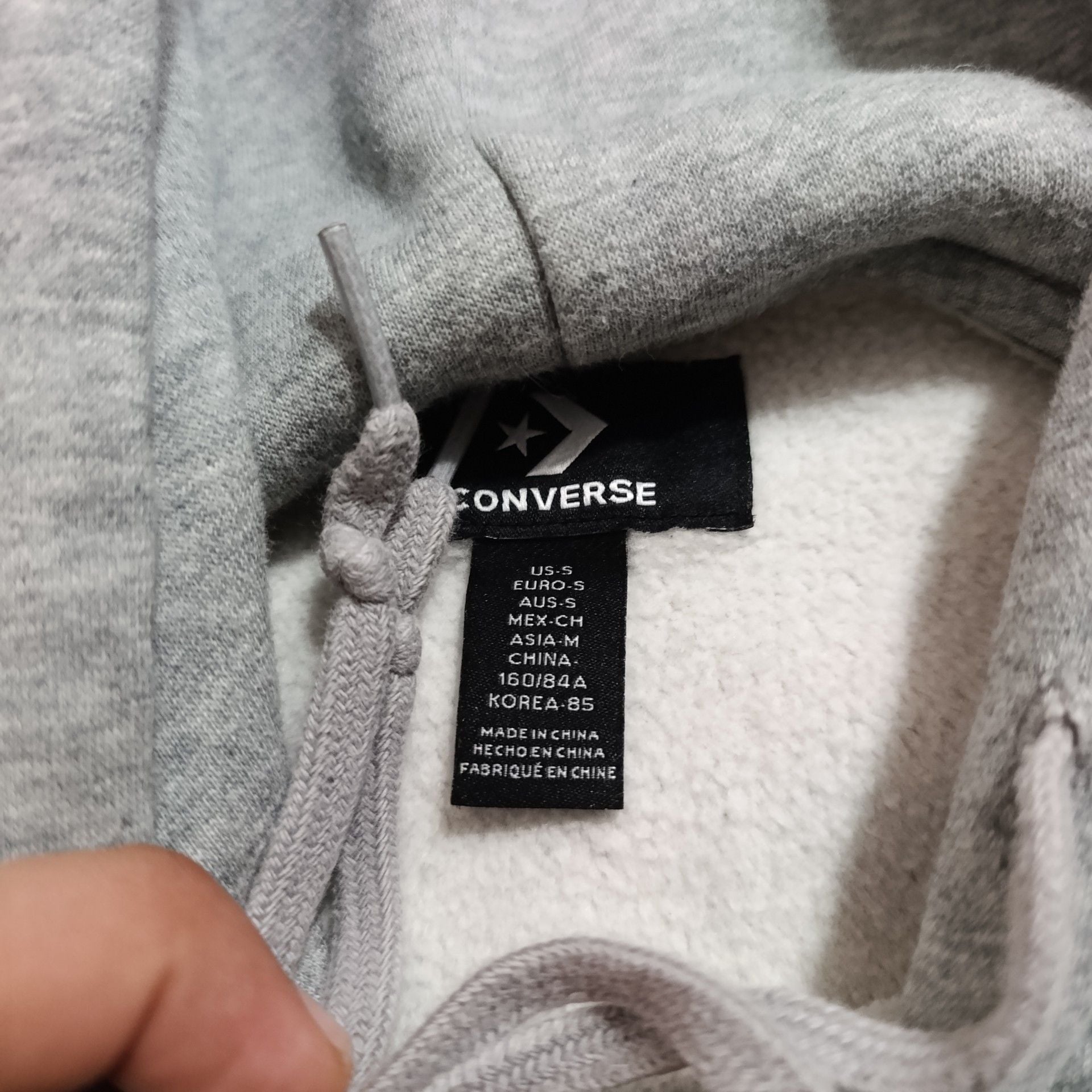Converse Pullover Hoodie Size S Grey Fleece Sweatshirt 4
