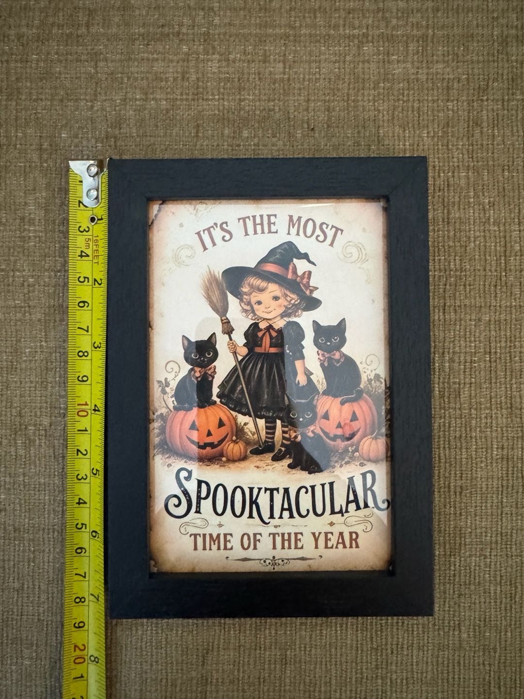 Vintage Style Halloween Witch and Black Cats Framed Art Decor 2