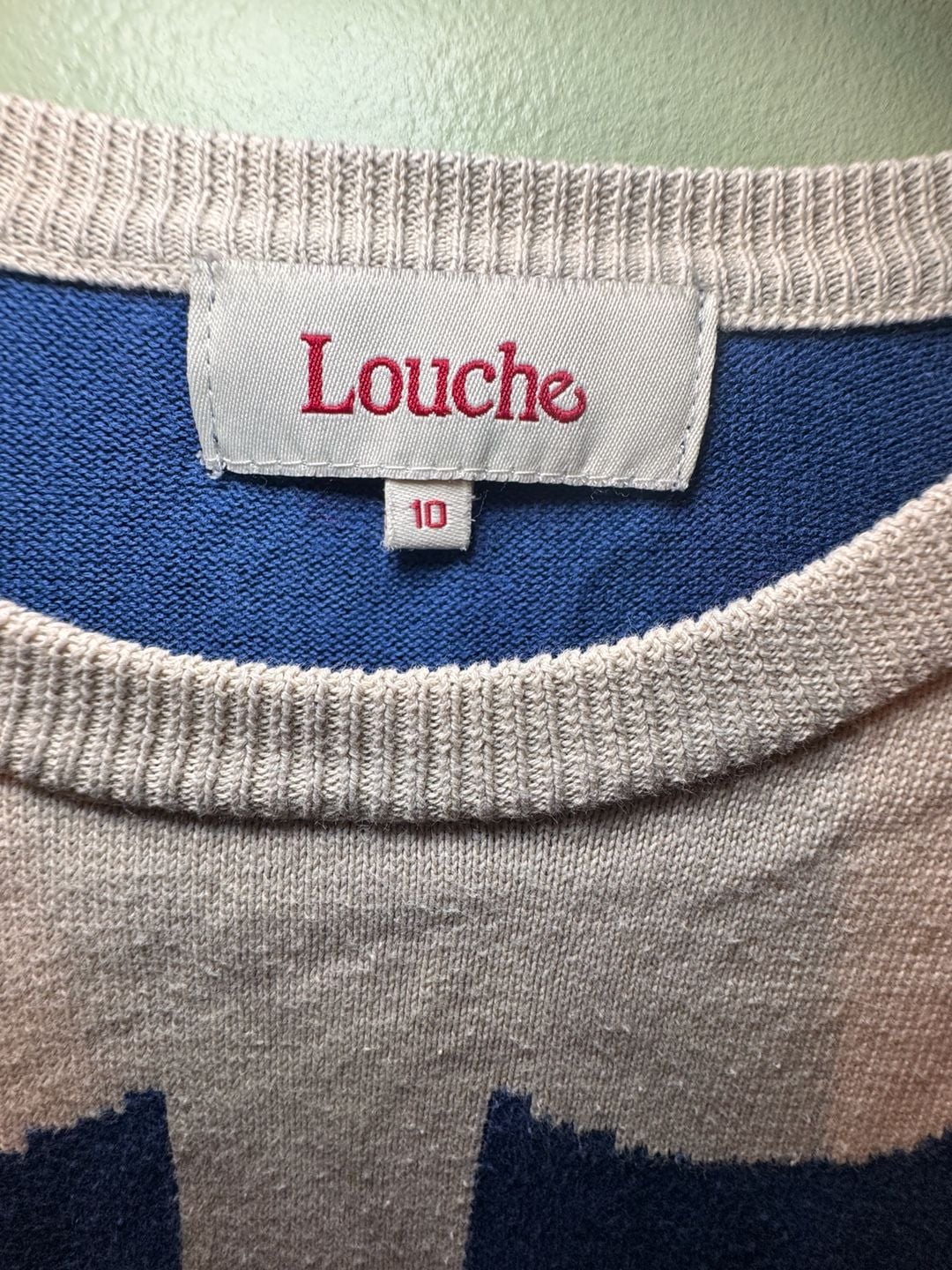 Louche Flower Sweater Size 10 Blue Cotton Long Sleeve Intarsia Knit Top 3