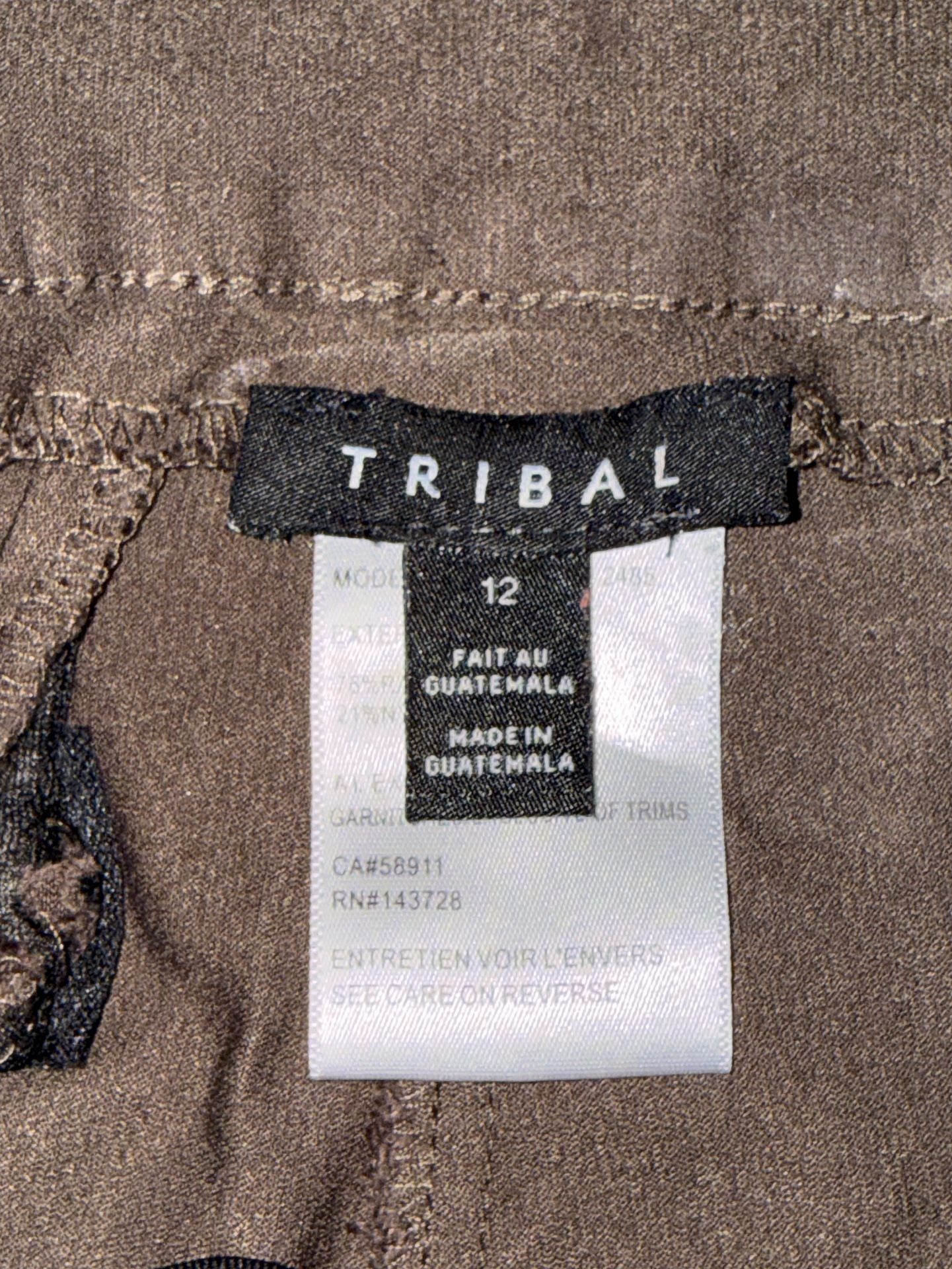 Tribal Pull On Pants Size 12 Brown Straight Leg Stretch 4