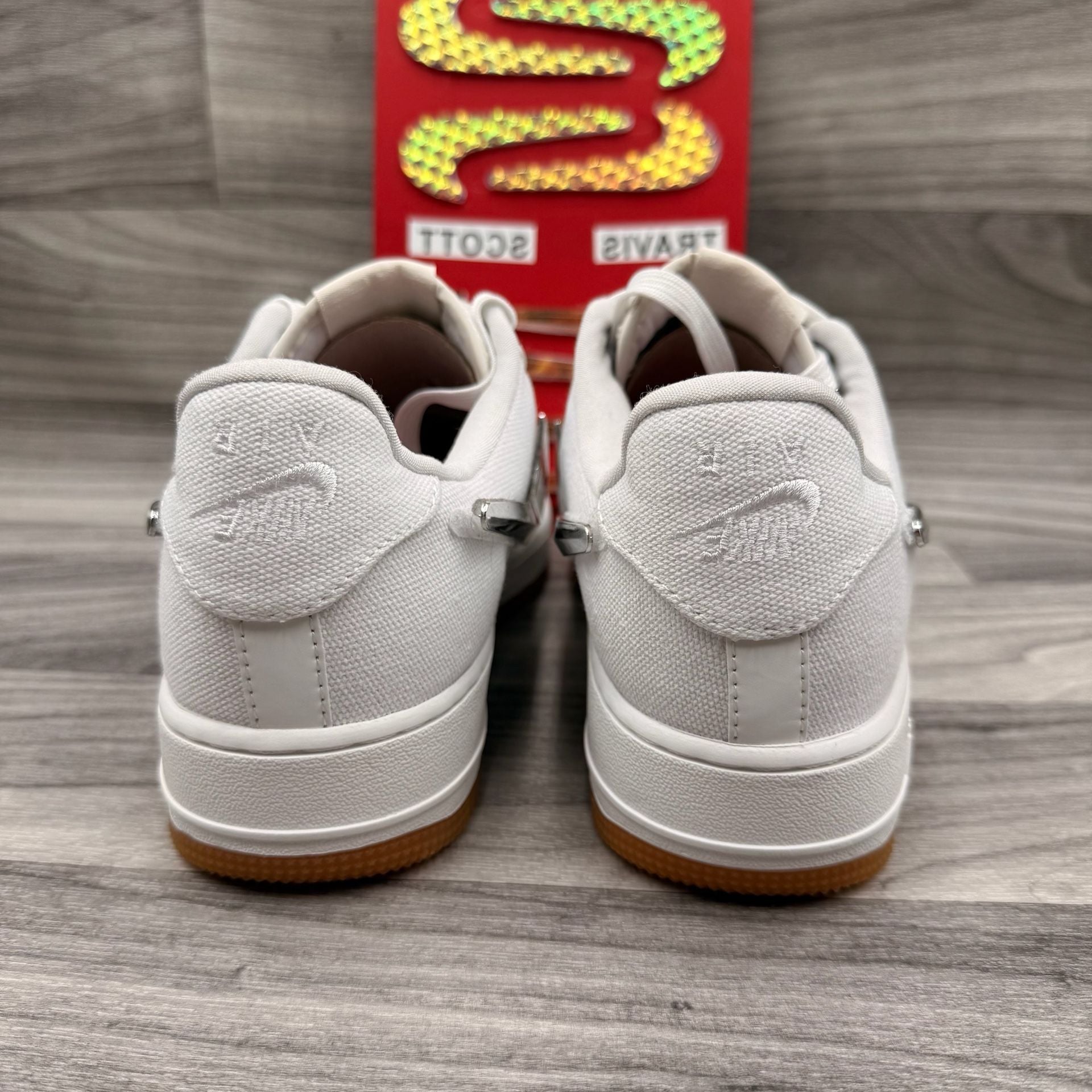 Nike Air Force 1 Low Travis Scott White AQ4211-100 Sz 9.5 New With Swoosh Pack 10