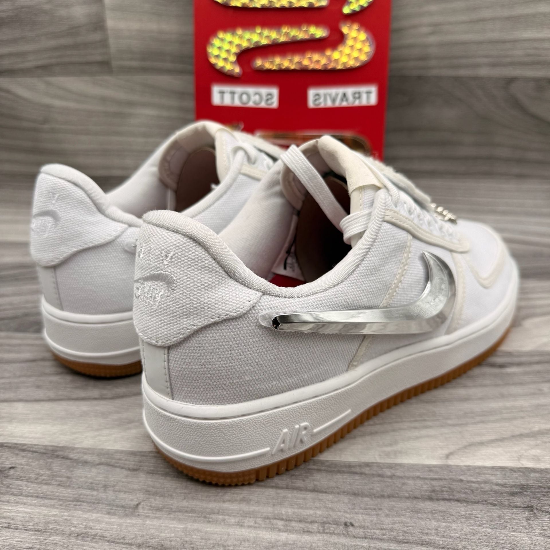 Nike Air Force 1 Low Travis Scott White AQ4211-100 Sz 9.5 New With Swoosh Pack 11