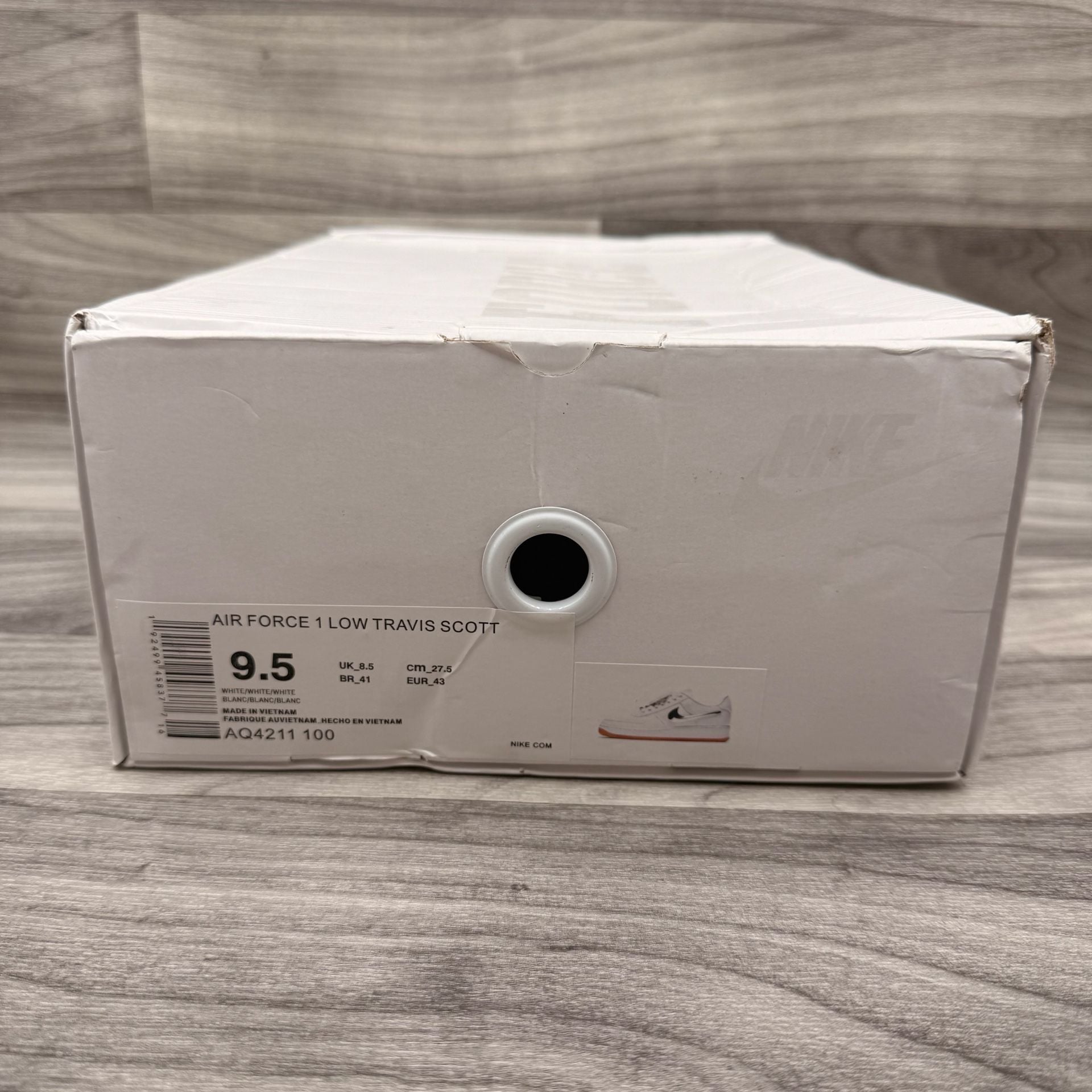 Nike Air Force 1 Low Travis Scott White AQ4211-100 Sz 9.5 New With Swoosh Pack 13