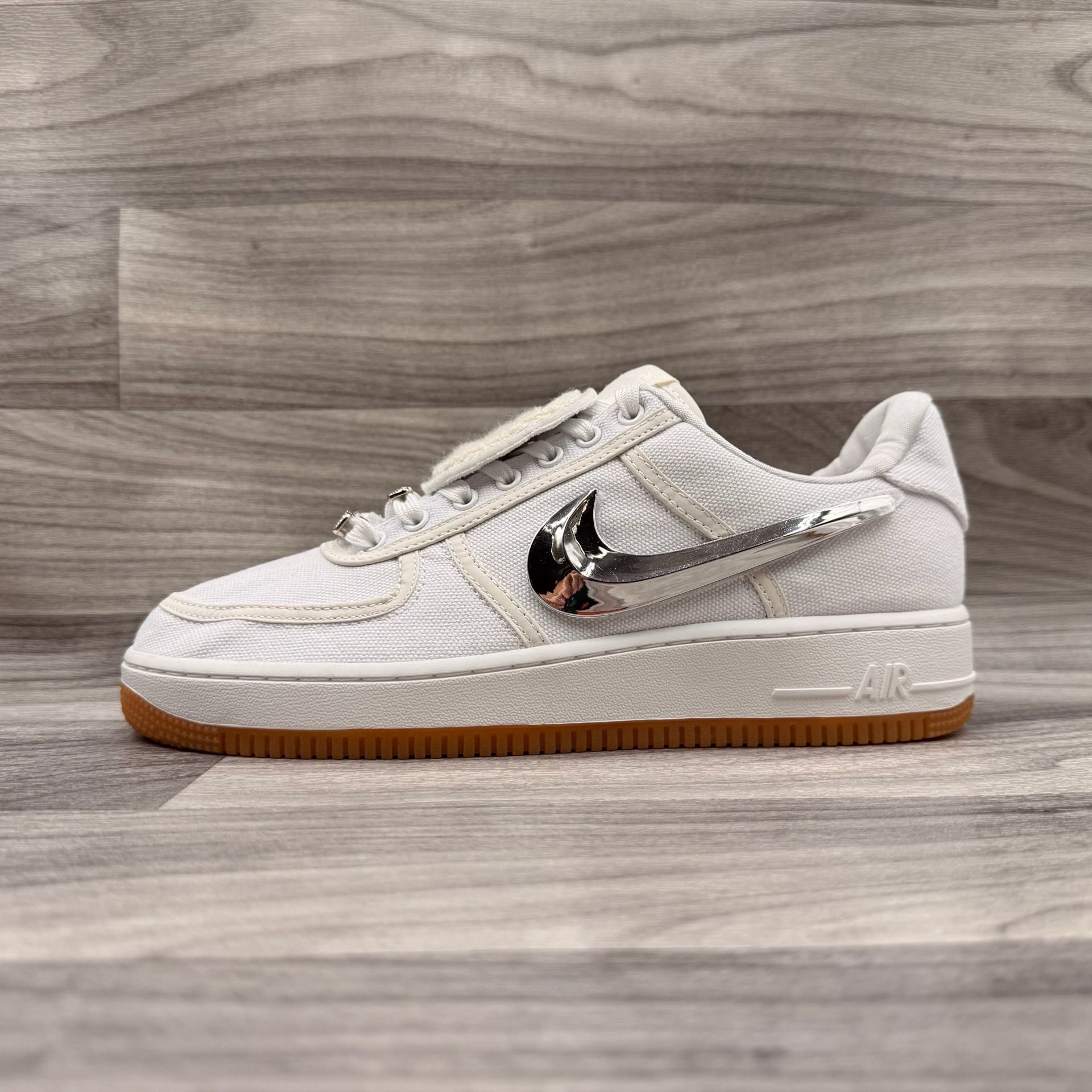 Nike Air Force 1 Low Travis Scott White AQ4211-100 Sz 9.5 New With Swoosh Pack 20