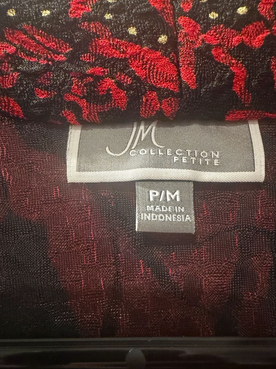 JM Collection Petite Red Black Rose Jacket PM 3