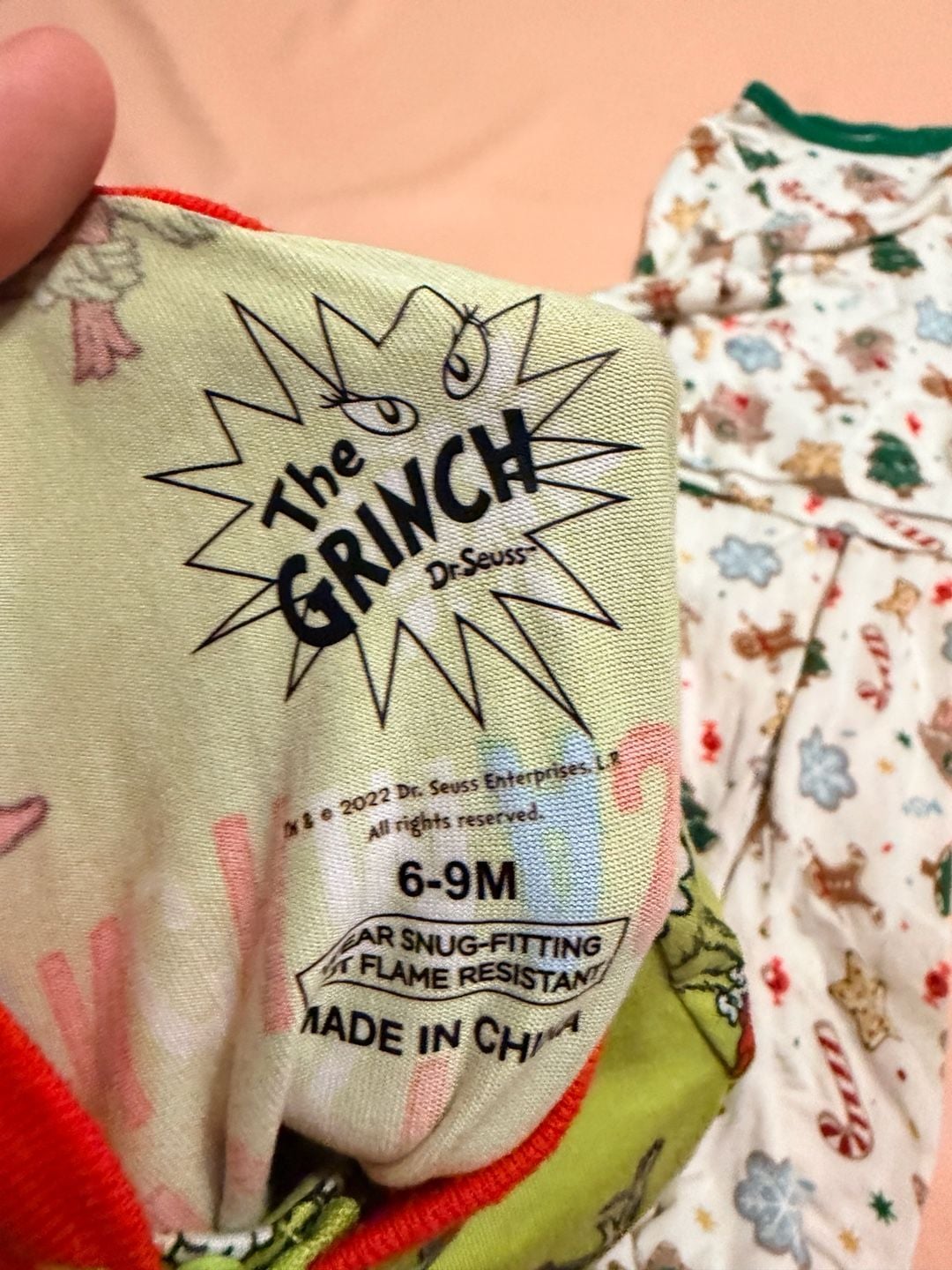 Lot of 2 Baby Christmas Pajamas 6-9M 12M The Grinch Milk Berry 3
