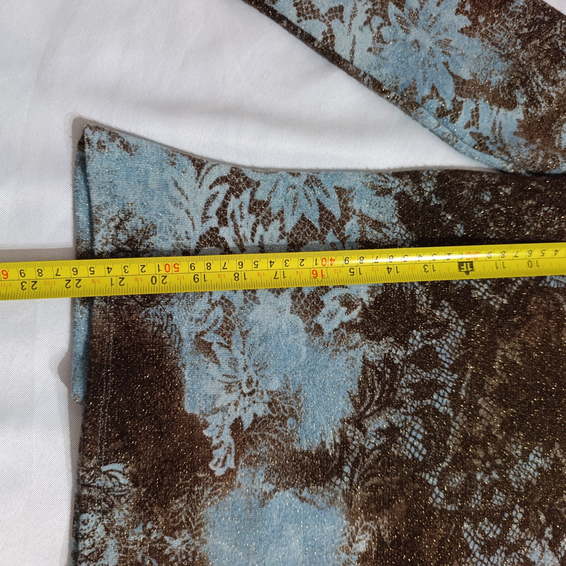 Cache Metallic Turtleneck Top Size L Blue Brown Lurex 6