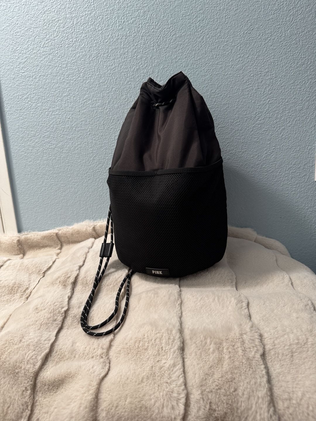 Victoria's Secret PINK Black Drawstring Backpack Bag New With Tags 2