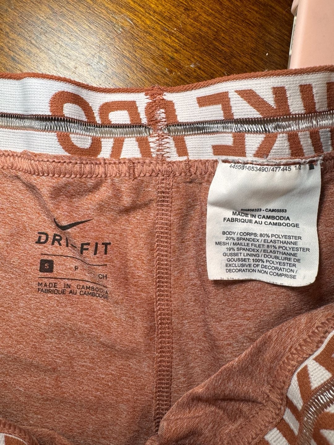 Nike Pro Dri-FIT Women’s Mesh Panel Leggings Small Burnt Orange Terracotta 5
