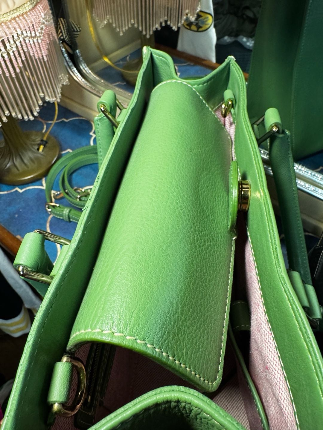 Dooney & Bourke Green Pebbled Leather shoulderTote hand Bag w strap 4