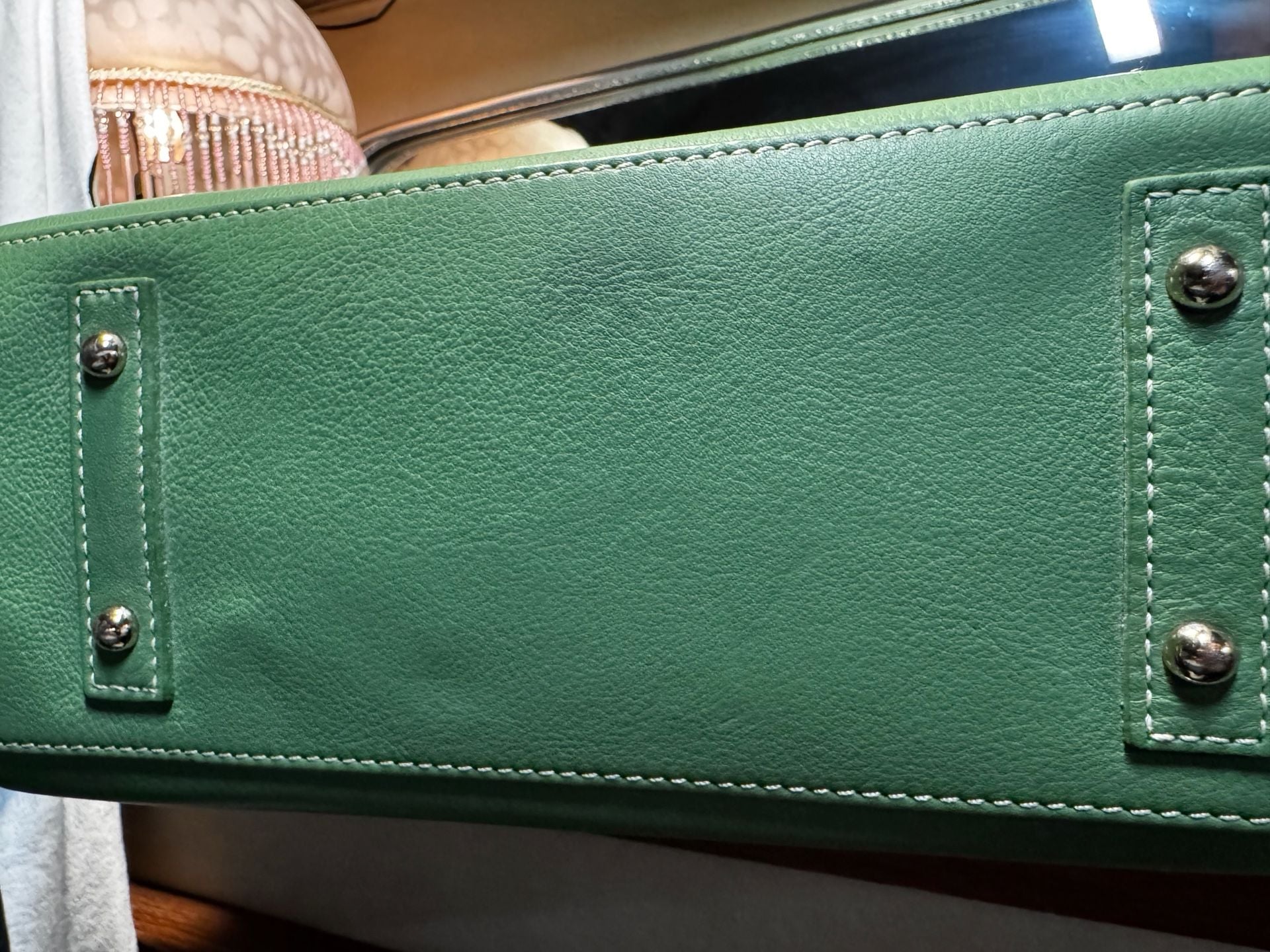 Dooney & Bourke Green Pebbled Leather shoulderTote hand Bag w strap 8