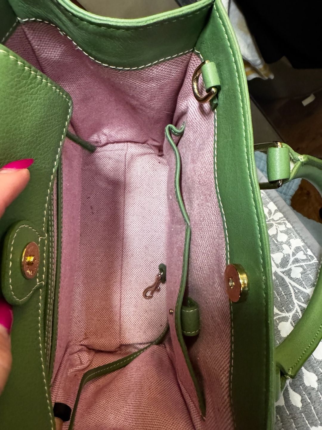 Dooney & Bourke Green Pebbled Leather shoulderTote hand Bag w strap 9
