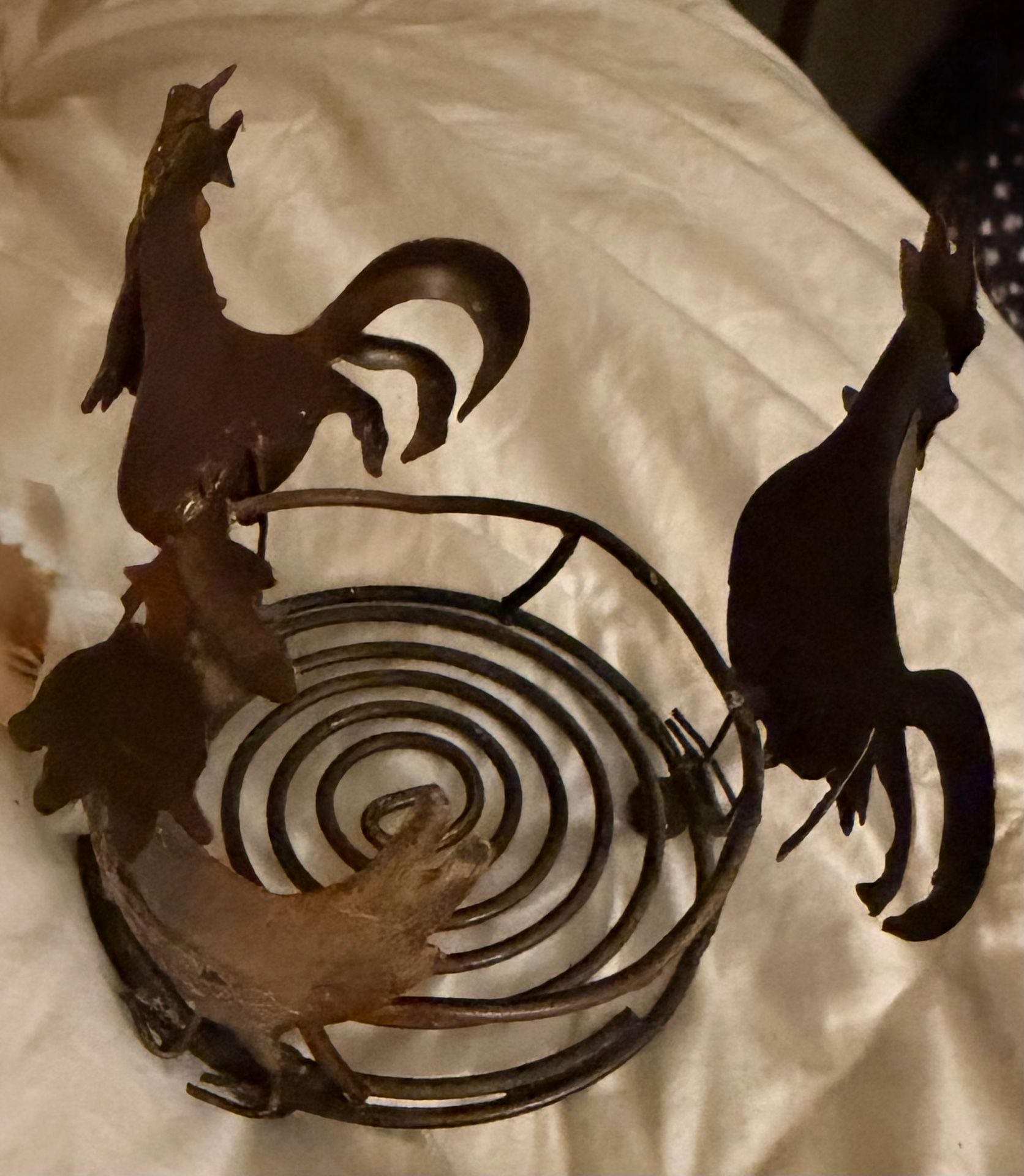 Brass Rooster Wire Spiral Candle Holder 2