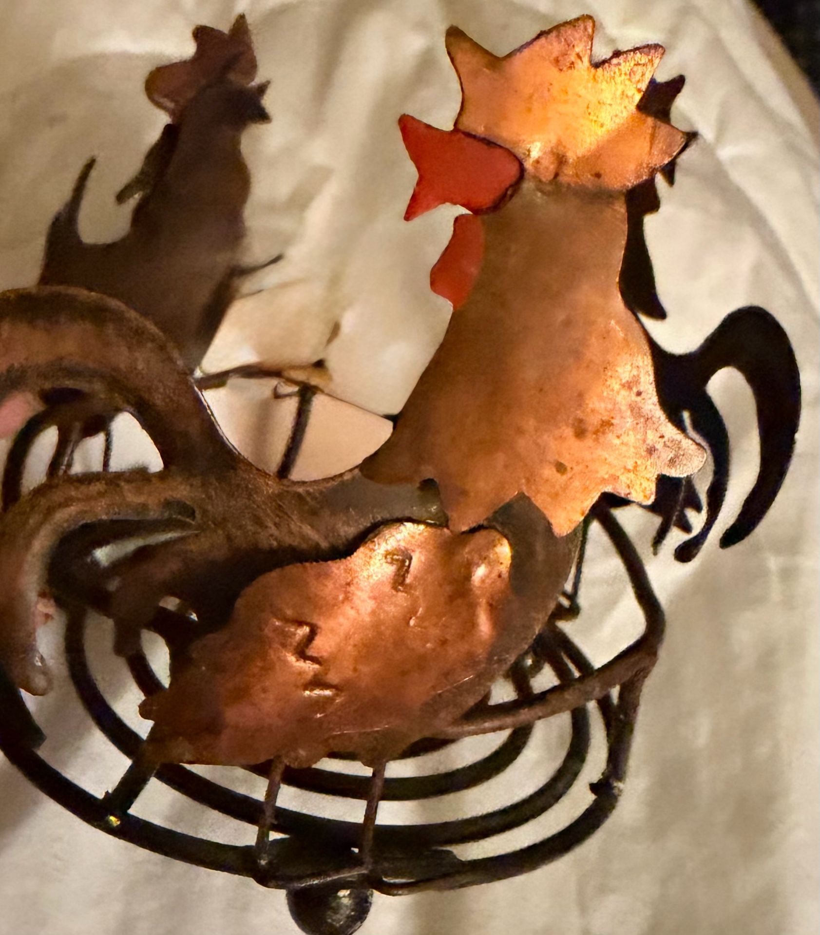 Brass Rooster Wire Spiral Candle Holder 3
