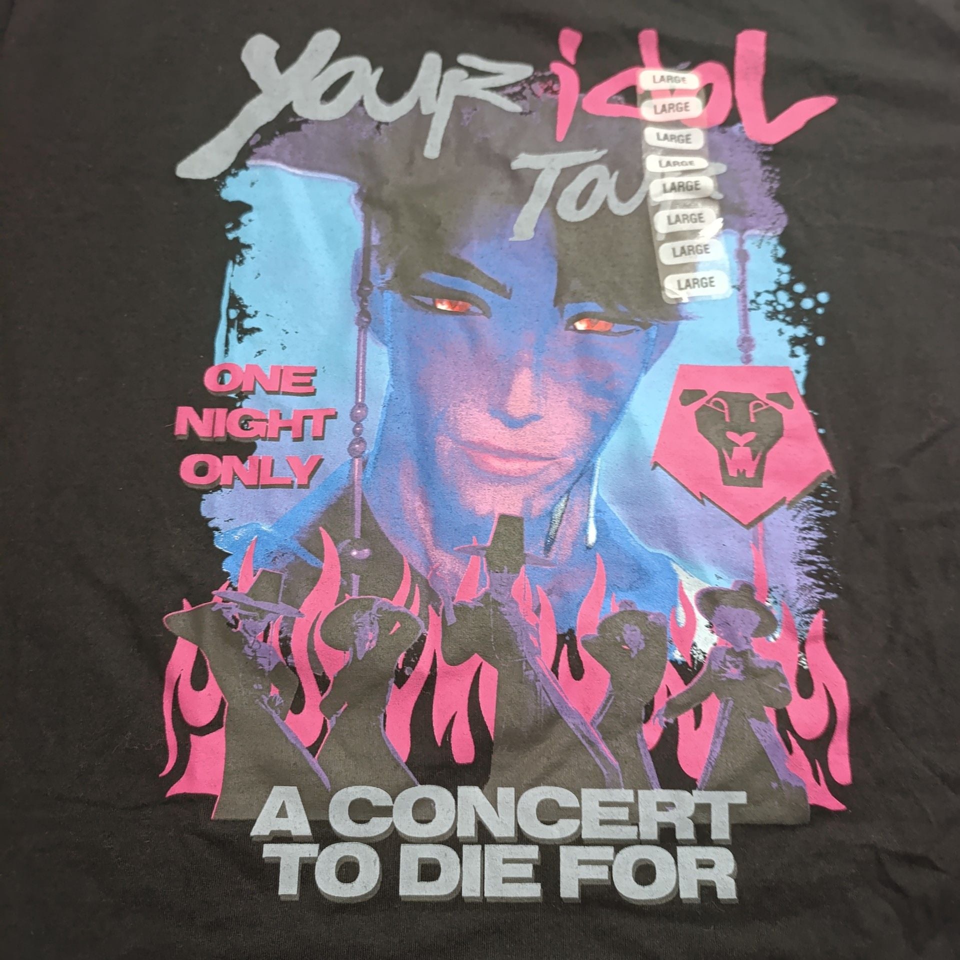 KPop Demon Hunters T-Shirt Size L Black Graphic 3