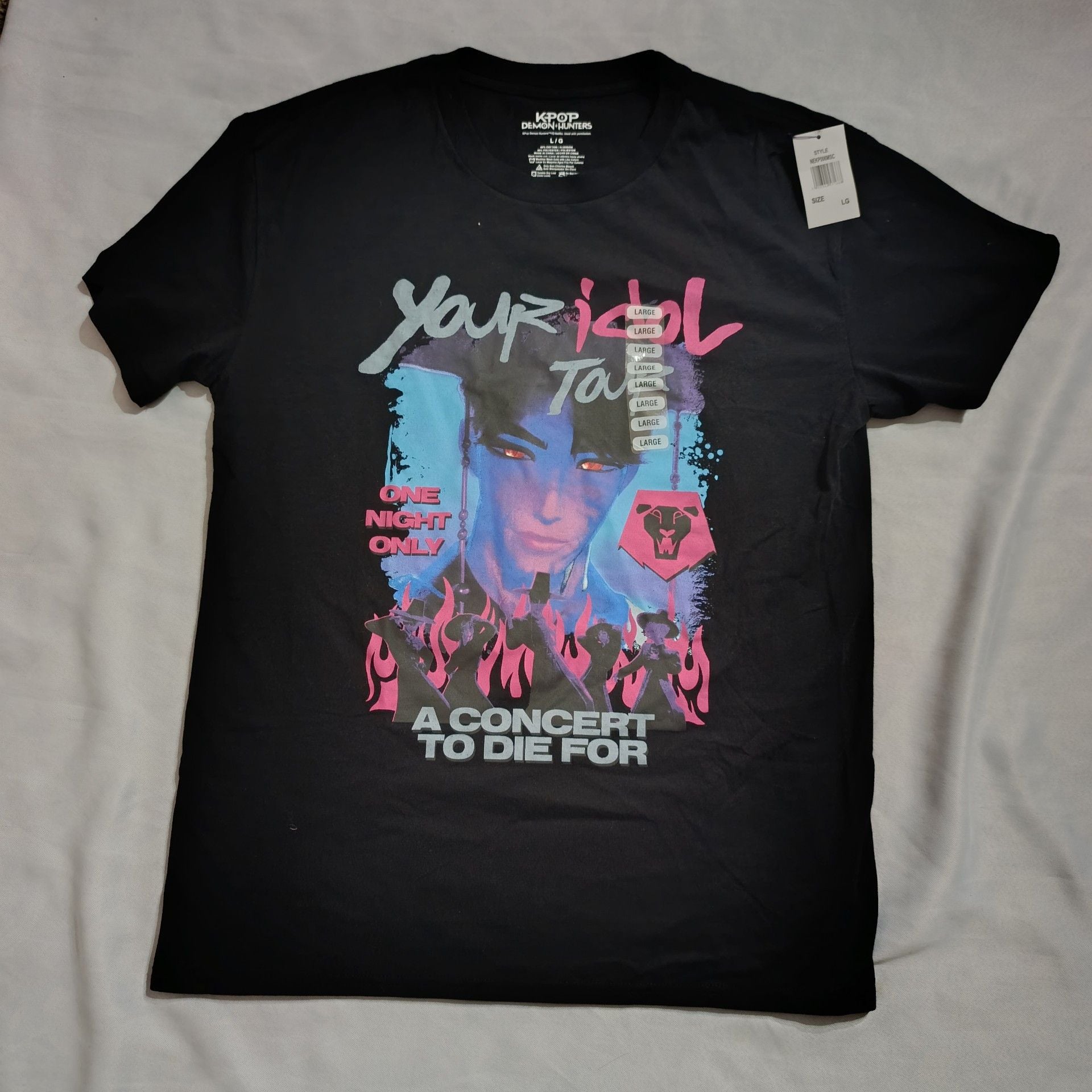 KPop Demon Hunters T-Shirt Size L Black Graphic 2