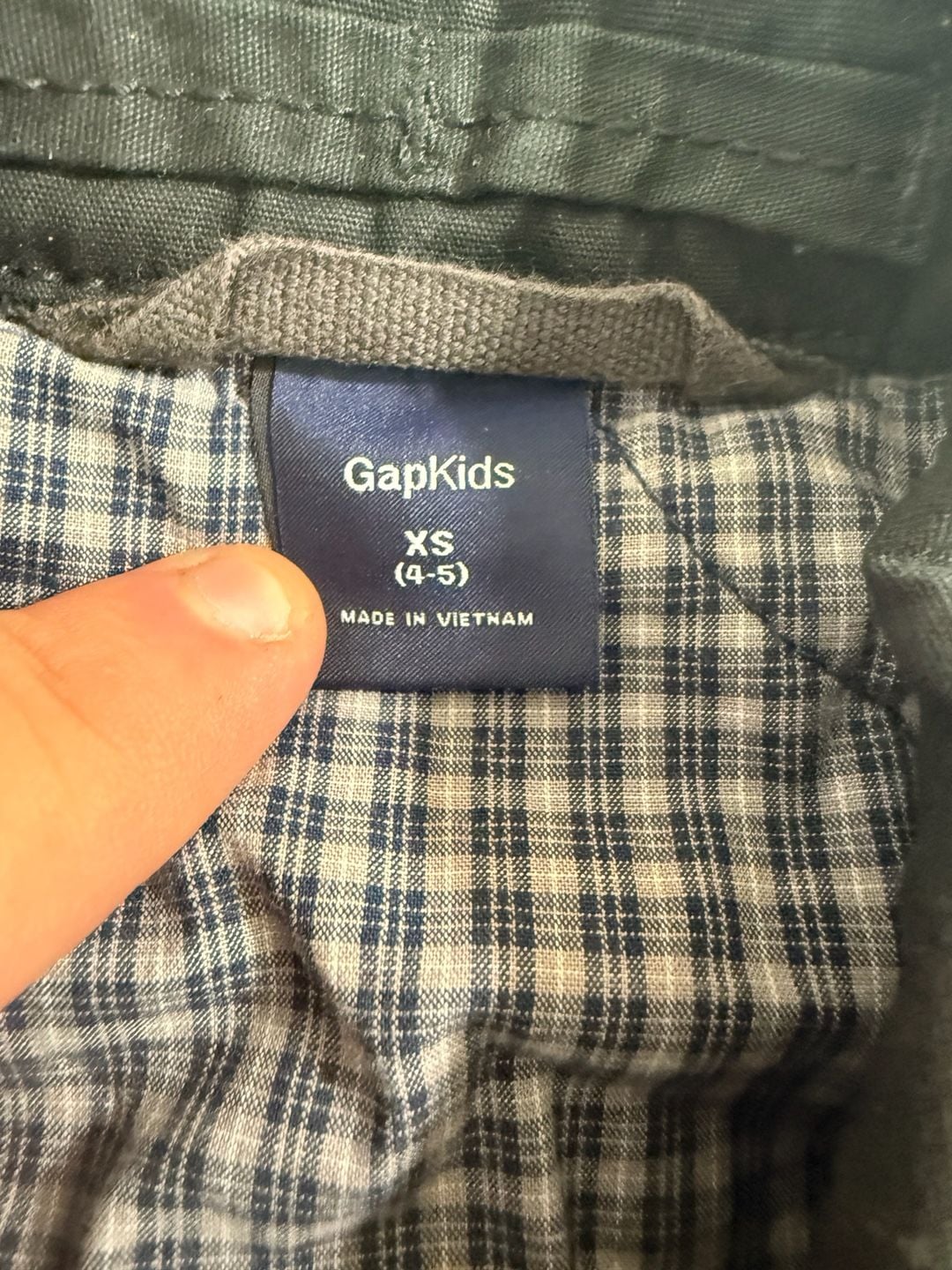 GapKids Utility Jacket Size XS (4-5) Black Canvas Plaid Lined 5