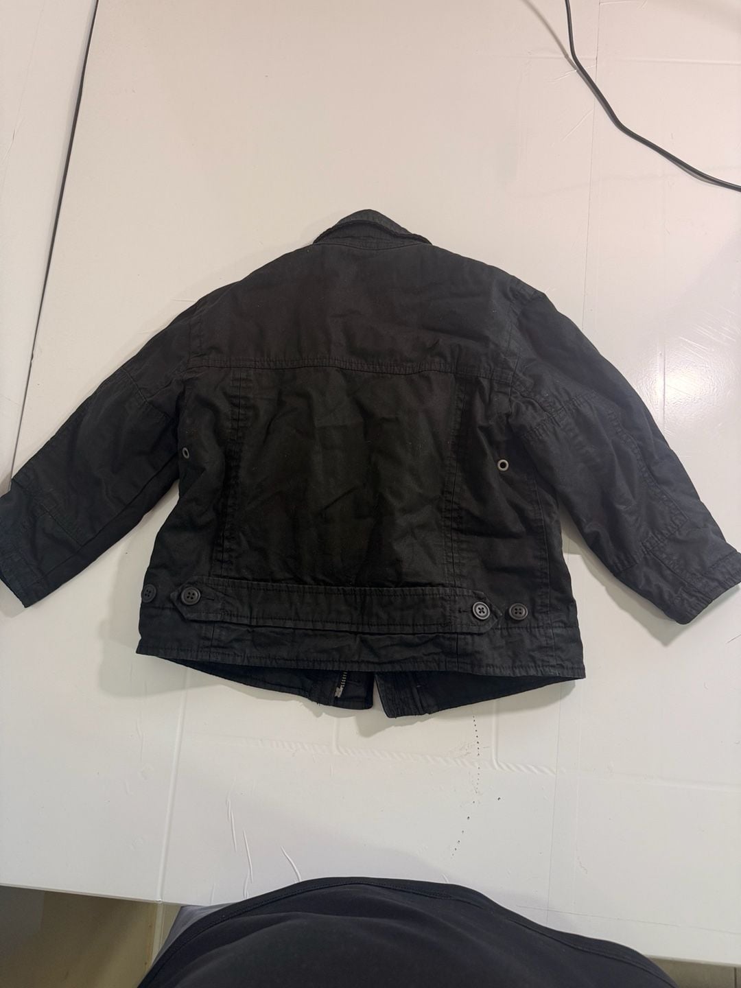 GapKids Utility Jacket Size XS (4-5) Black Canvas Plaid Lined 7