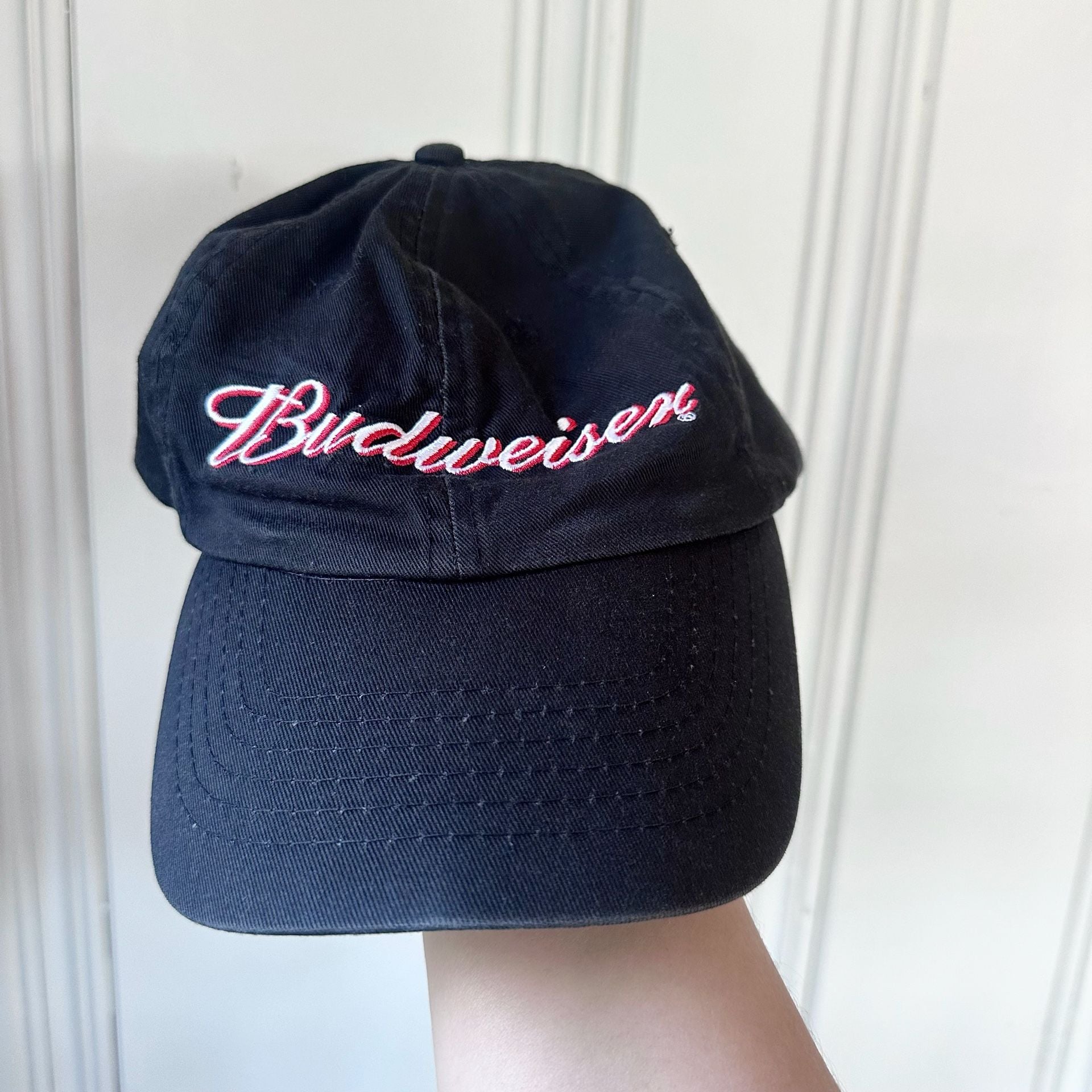Budweiser Embroidered Logo Black Baseball Cap Hat 8