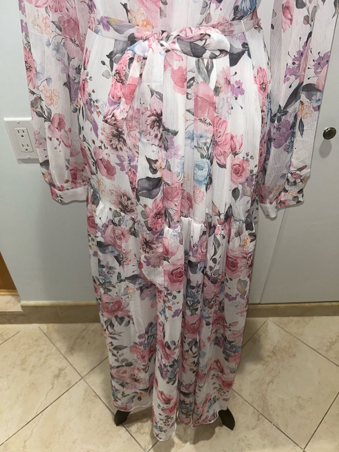 SHEIN Modely Floral Long Sleeve Maxi Dress Size M 8