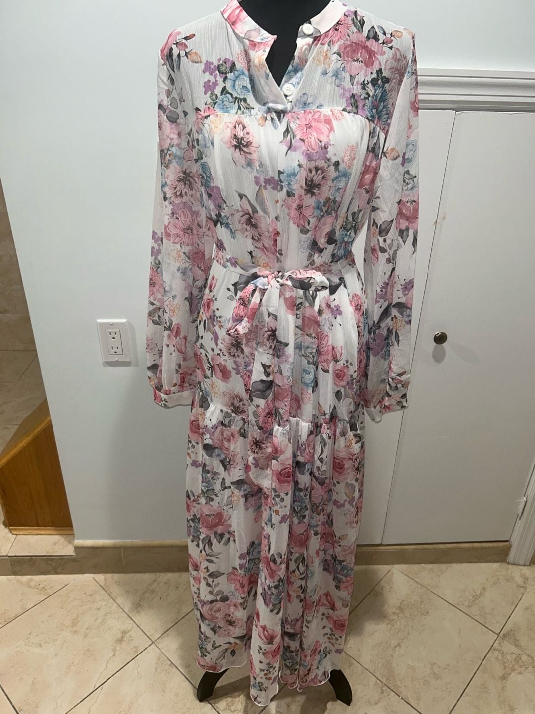 SHEIN Modely Floral Long Sleeve Maxi Dress Size M 2