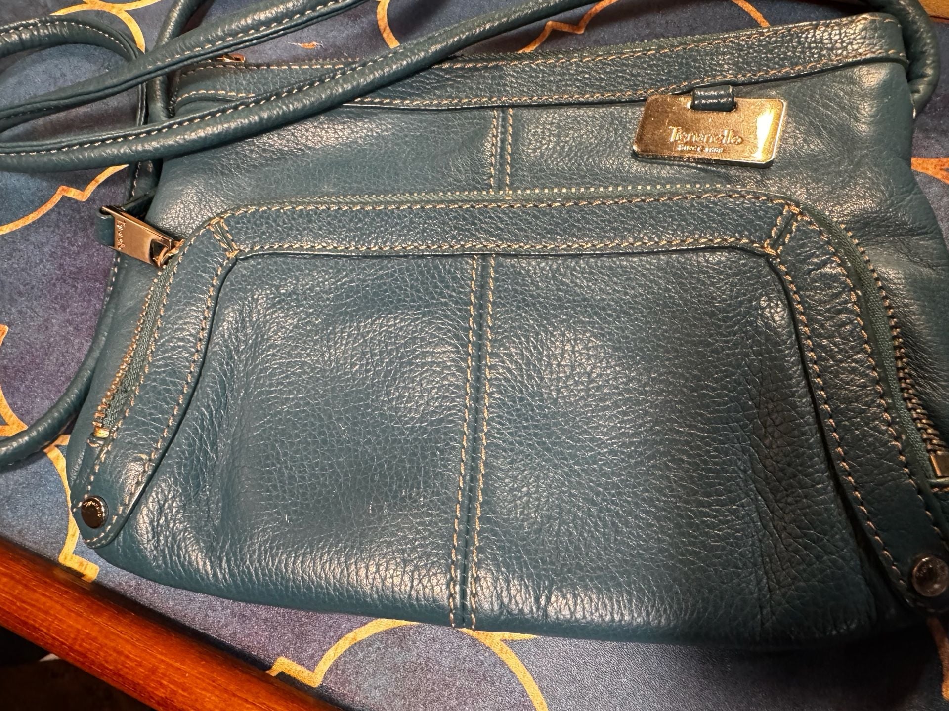 Tignanello Blue Leather Crossbody Purse 7