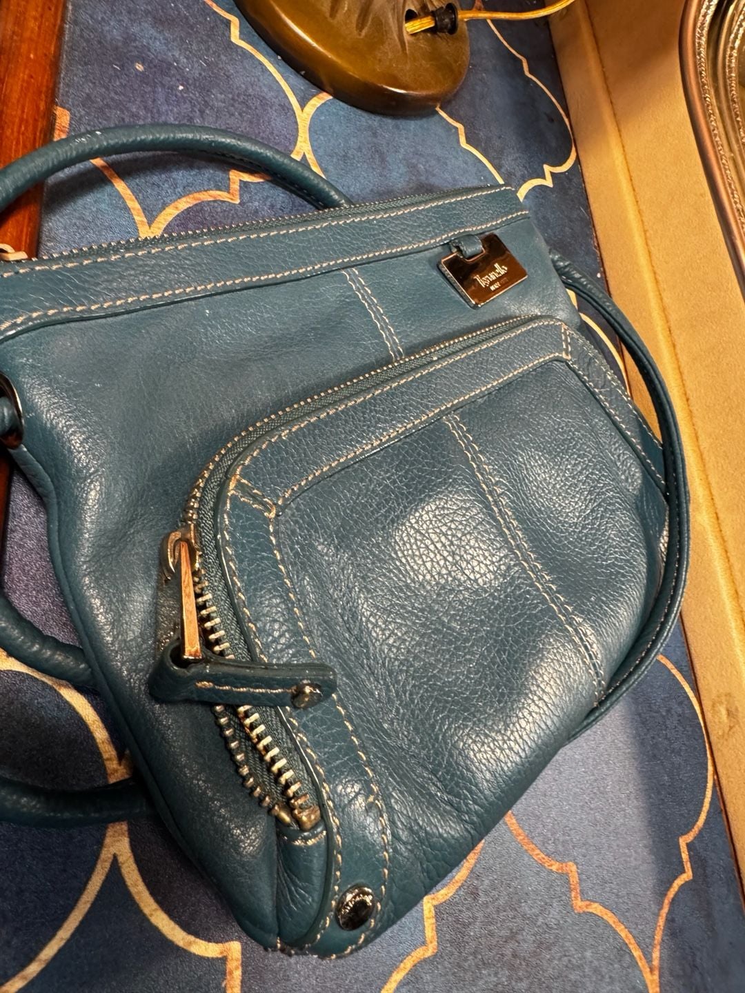Tignanello Blue Leather Crossbody Purse 10